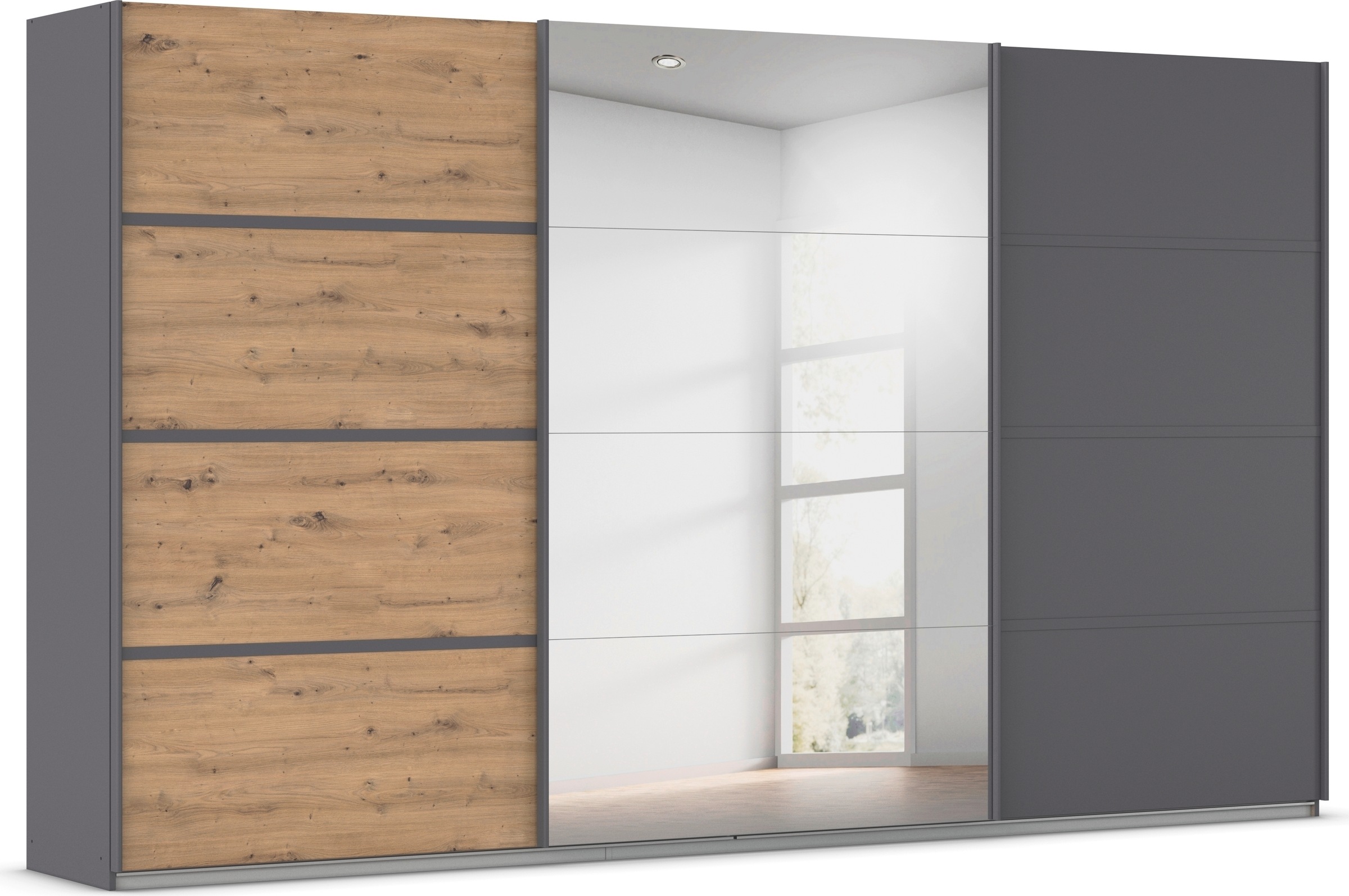 Kleiderschrank RAUCH, B:360cm H:229cm T:62cm, grau, Holzwerkstoff, Kinderzimmer, Schränke, "Schwebetürenschrank OTTO ́s Choice Garderobe Schrank TOP