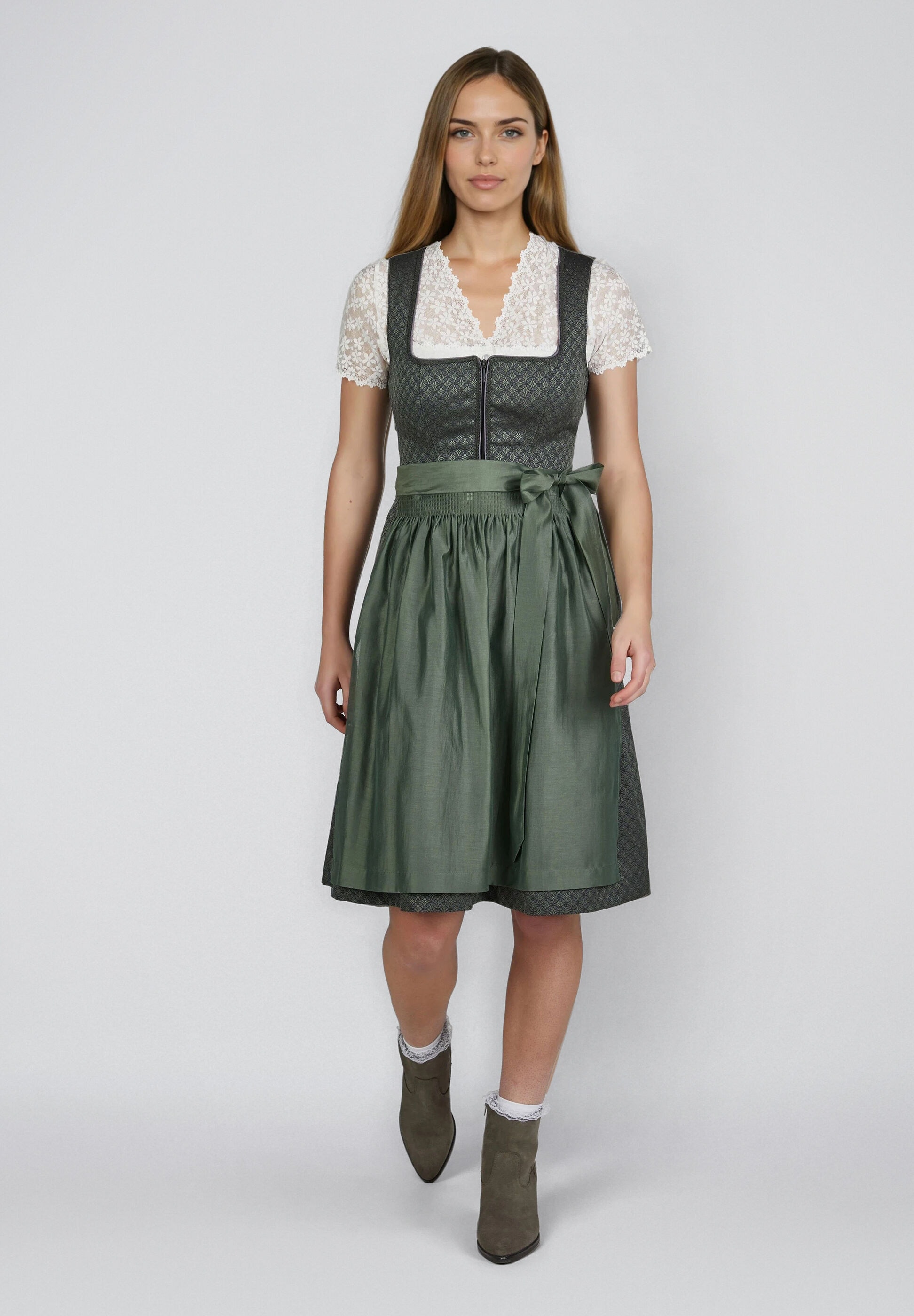 Spieth & Wensky Dirndl »Spieth & Wensky Dirndlschürze TM Karmin« Ohne Taschen hochwertige Wechselschürze