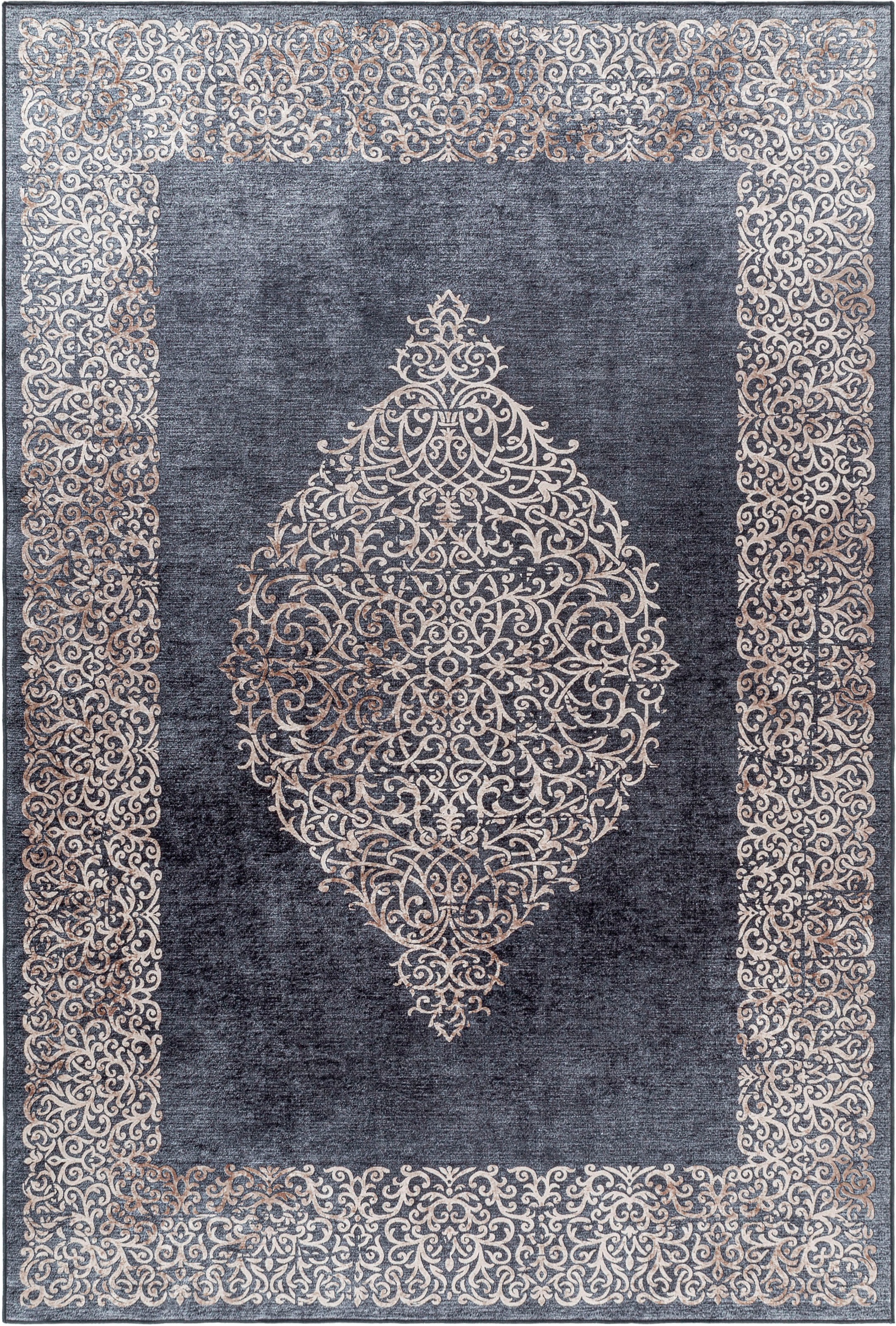Teppich AYYILDIZ TEPPICHE "FIESTA 4303", schwarz, B:200cm H:6mm L:290cm, Polyester, Teppiche, Teppich, pflegeleichter Kurflorteppich, moderne Vintage Orient Optik 2