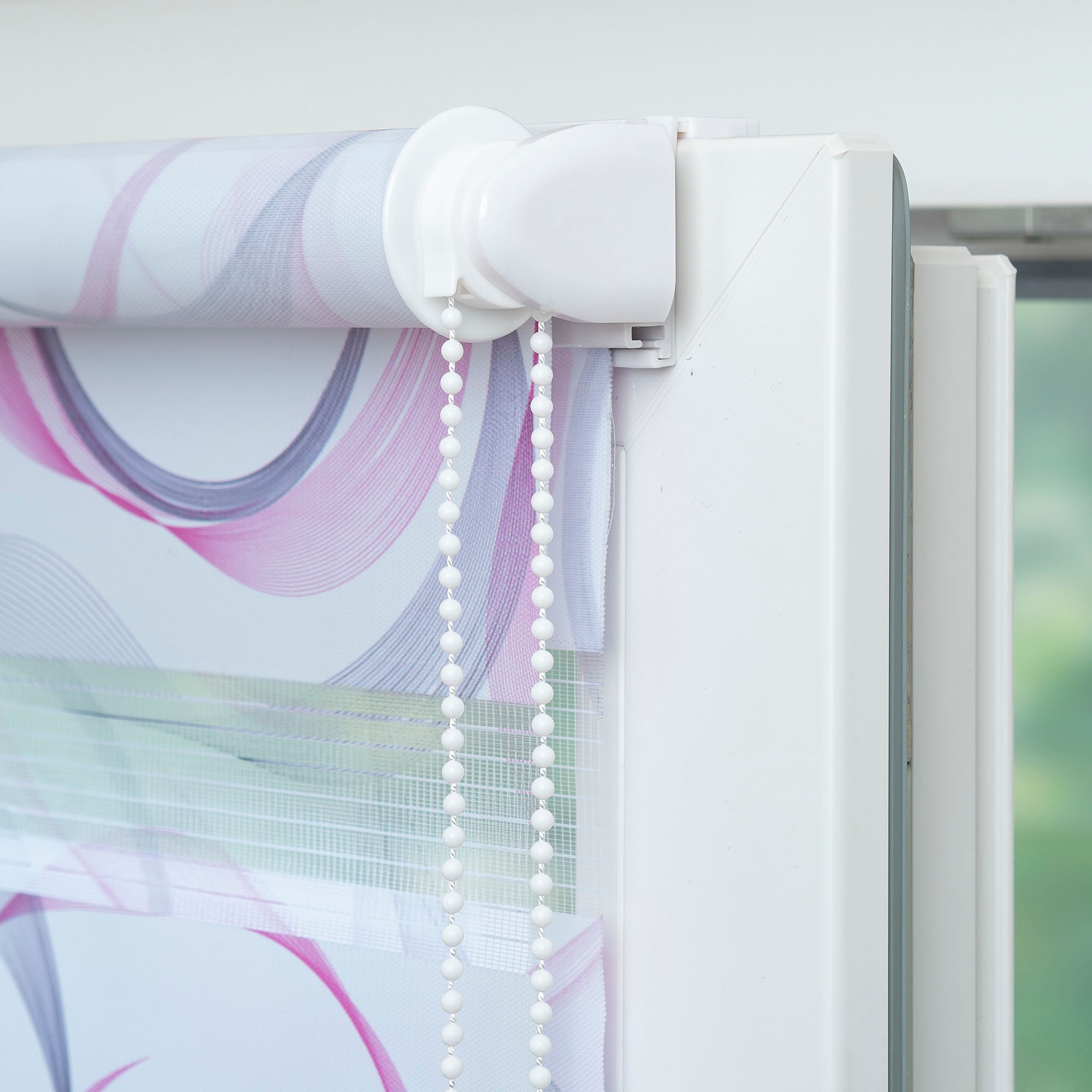 Thumbnail - Liedeco Doppelrollo "Espiral" Lichtschutz ohne Bohren freihängend