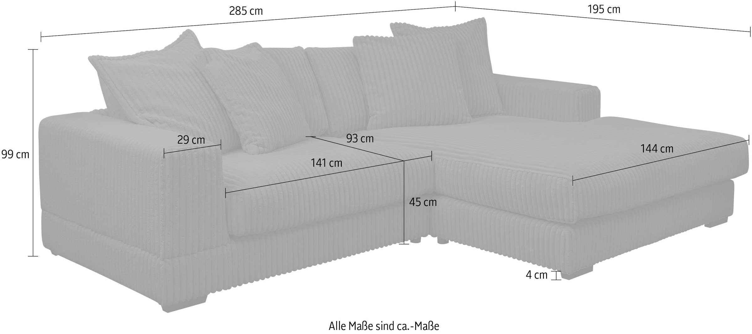 WERK2 Ecksofa »Eldorado L-Form«, Design Ecksofa, besonders weicher Sitzkomfort, extra breite Ottomane