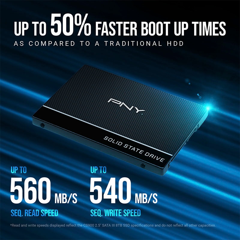 PNY interne SSD »CS900 2.5'' SATA III SSD 1TB«, 2,5 Zoll, Anschluss SATA II-SATA III