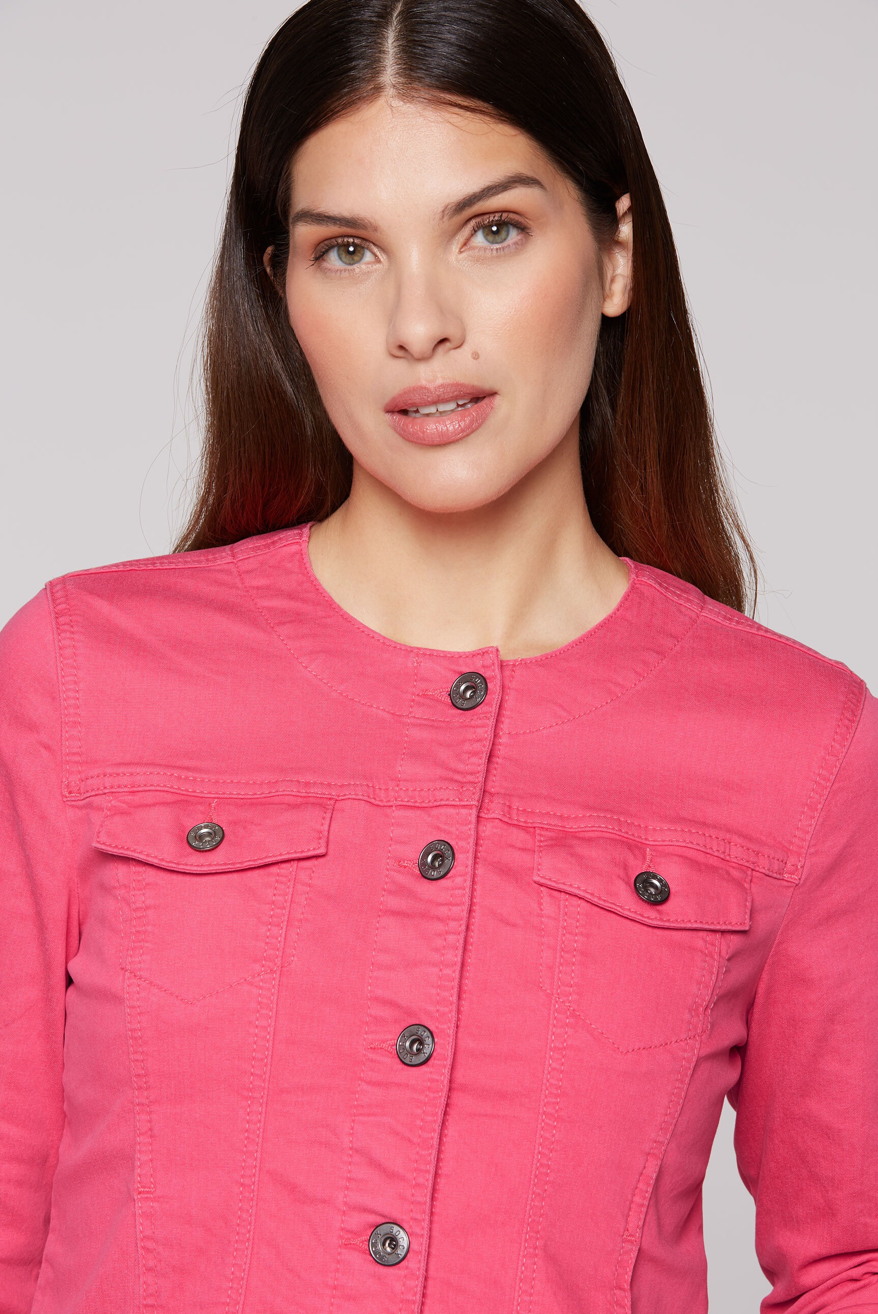 SOCCX Denim Jacket Women's Coral Pink XL 3