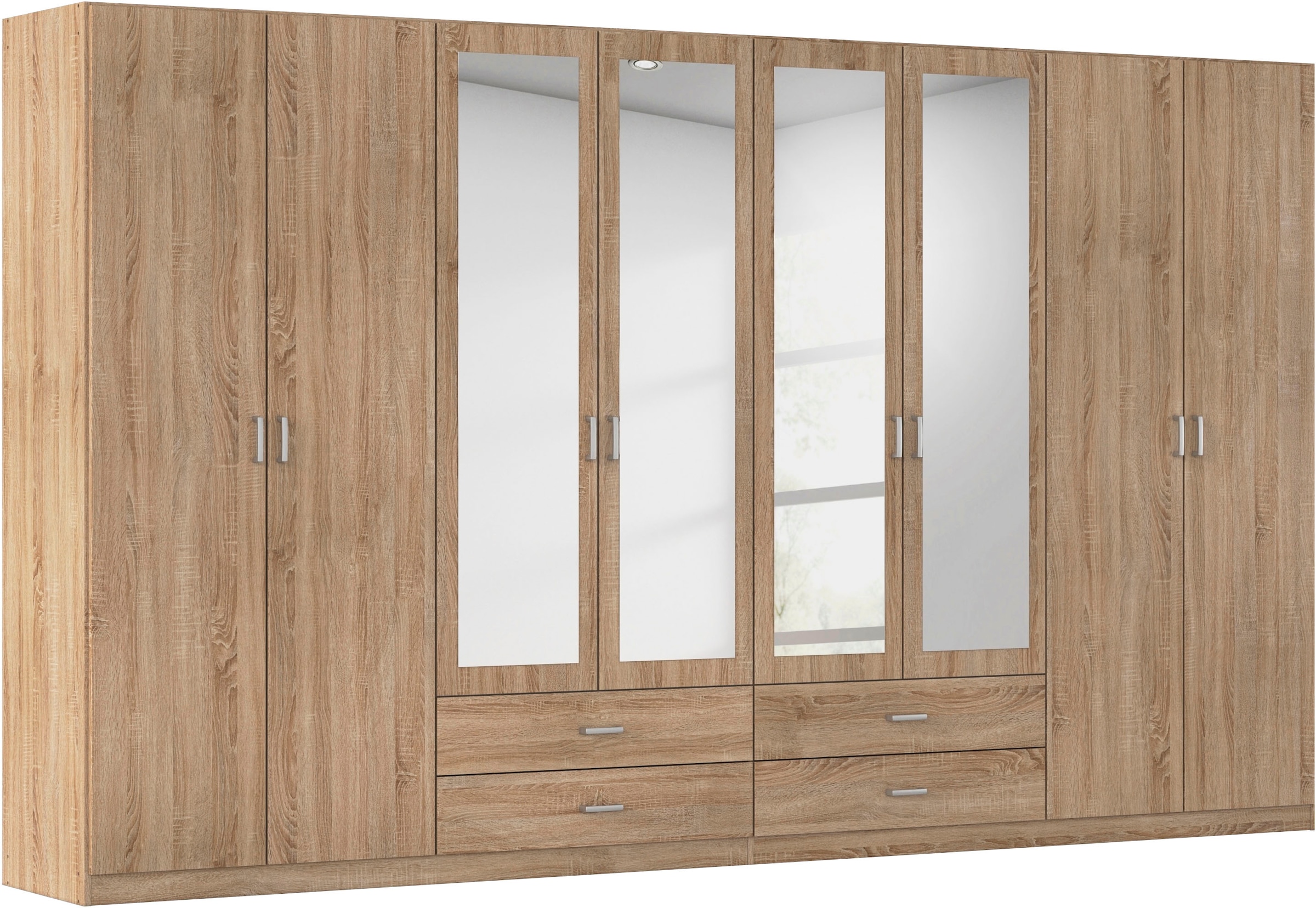 rauch Kleiderschrank "Schrank Garderobe Ankleide GAMMA Breiten 91/136/181/226/271/315/360 cm" in 3 Ausstattungen BASIC/CLASSIC/PREMIUM (inkl. SOFT-CLOSE-Funktion), verschiedene Griff-Varianten, mit Spiegel TOPSELLER MADE IN GERMANY