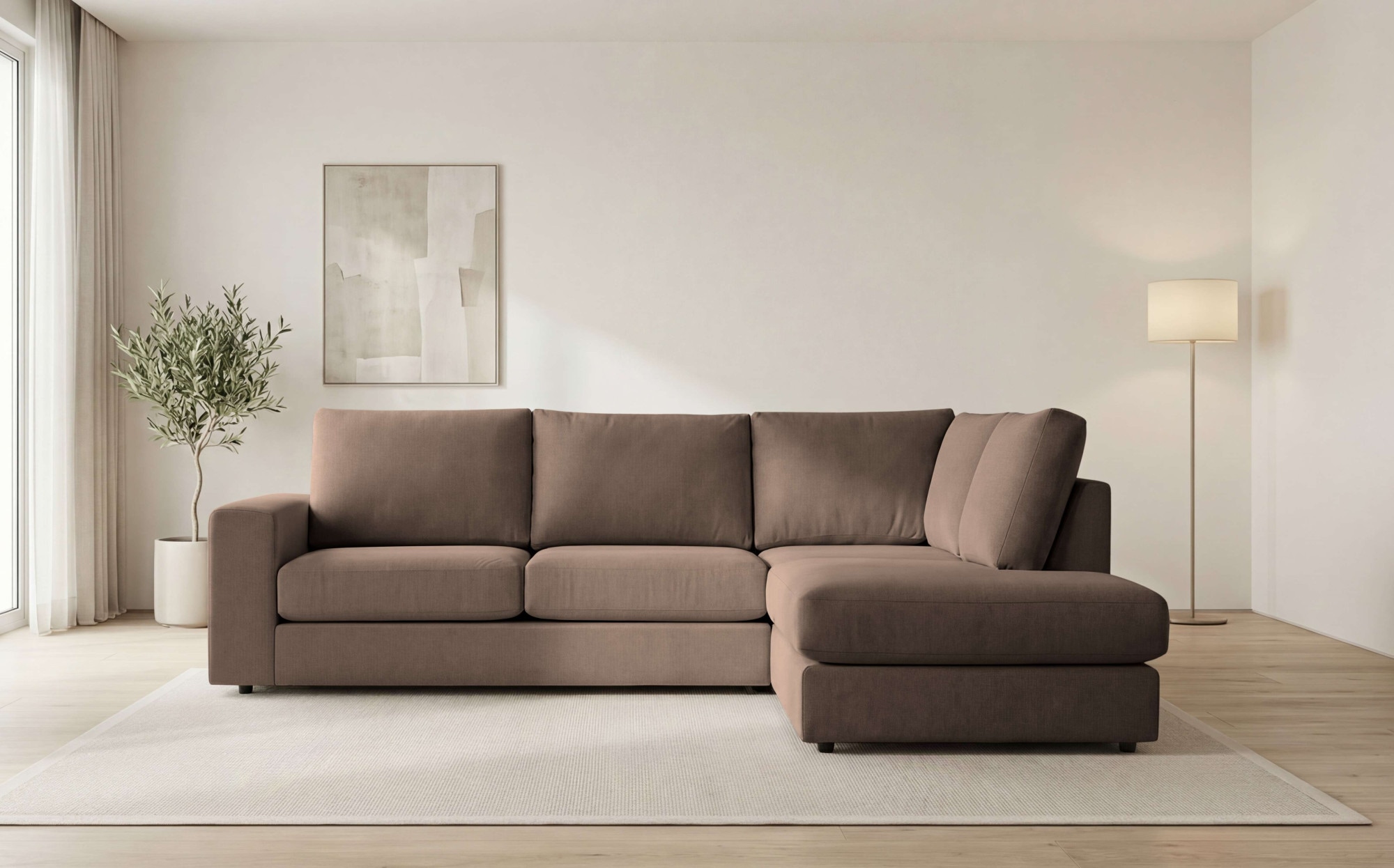 OTTO home Ecksofa "Nivette, weiches Chenille" Breite 292 cm, L-Form, bodentief, mit Wellenunterfederung