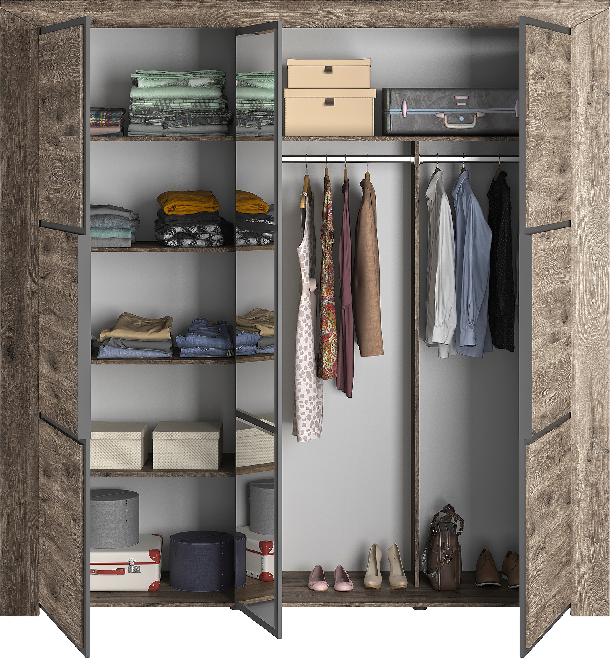 Thumbnail - Gami Kleiderschrank "Kleiderschrank 3 Türen, Kinderkleiderschrank" In 2 Farben erhältlich