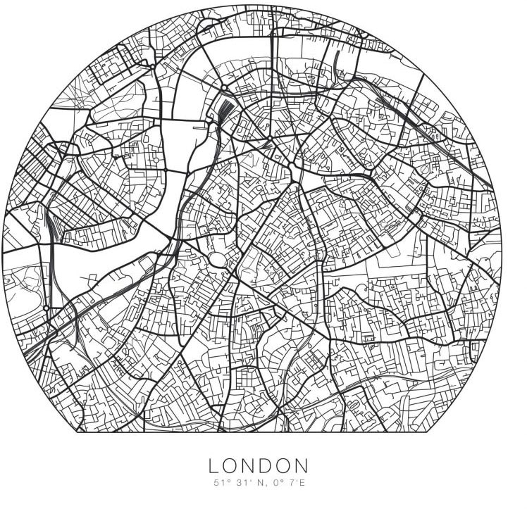 Wall-Art Wandtattoo »London Stadtplan selbstklebend«, (1 St.), selbstklebend, entfernbar