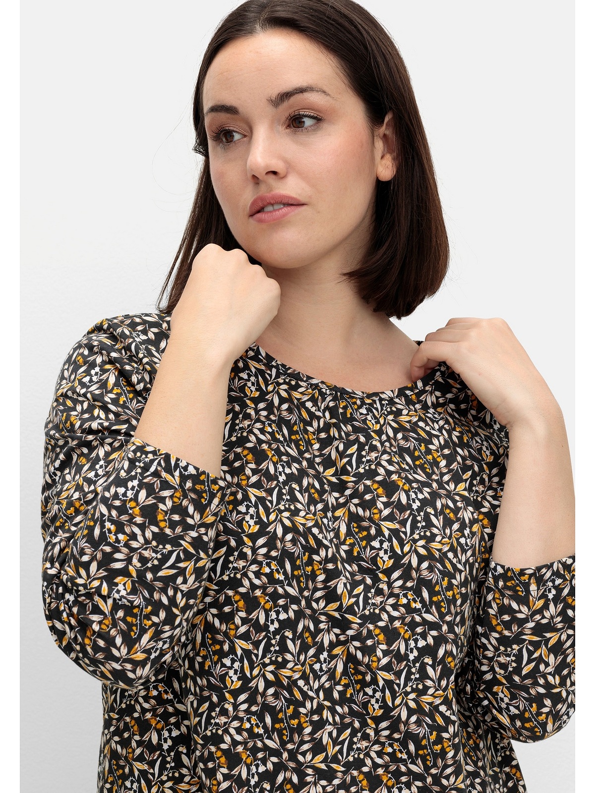 Sheego Langarmshirt »Große Größen«, aus Baumwolljersey mit Minimalprint