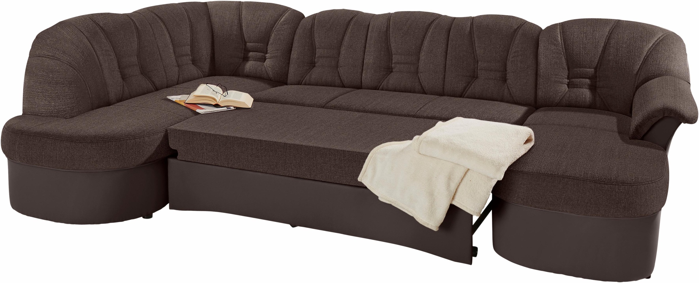 DOMO Collection Elva U-Shaped Sofa Brown 8