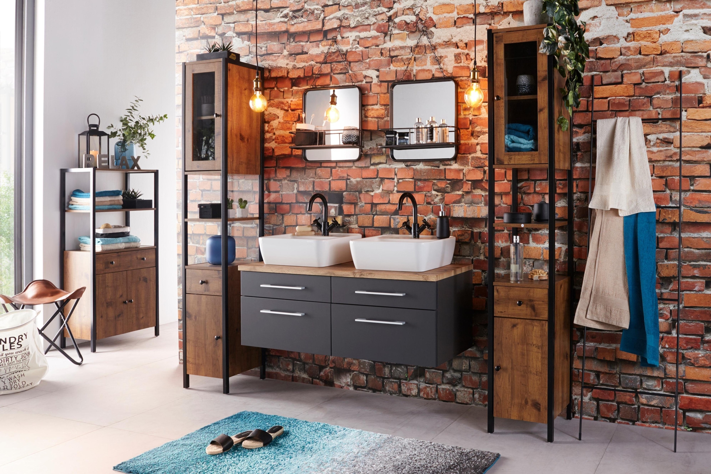 my home Badematte »Elif, Badvorleger, Badezimmer Teppich«, rutschhemmend beschichtet, fußbodenheizungsgeeignet-schnell trocknend-strapazierfähig, Ombré-Look, Badteppich, Badematten auch als 3 teiliges Set erhältlich