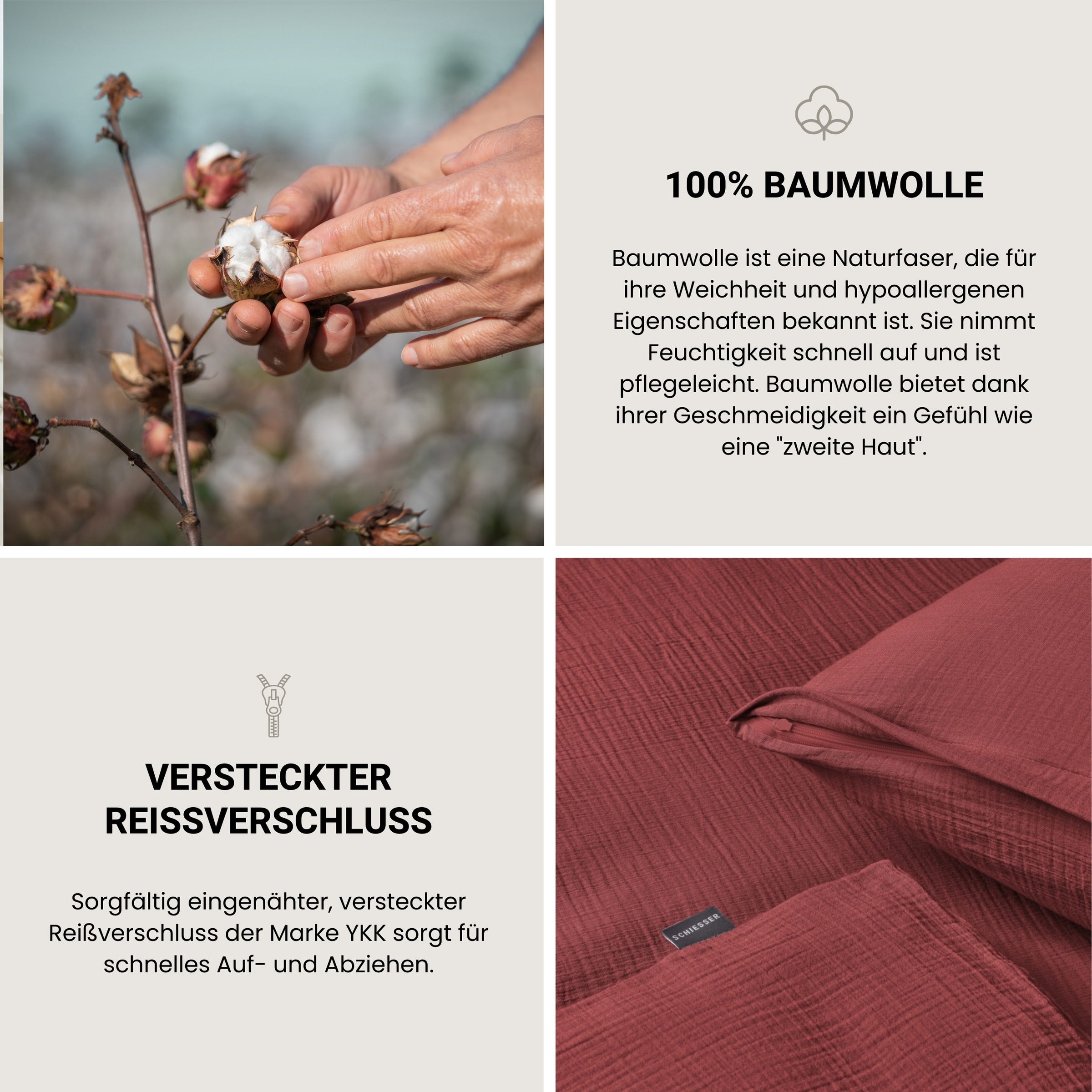 Schiesser Bettwäsche »Molly aus softer Musselin-Qualität in gedeckten, natürlichen Farben«, (2 tlg.), MADE IN GREEN by OEKO-TEX®