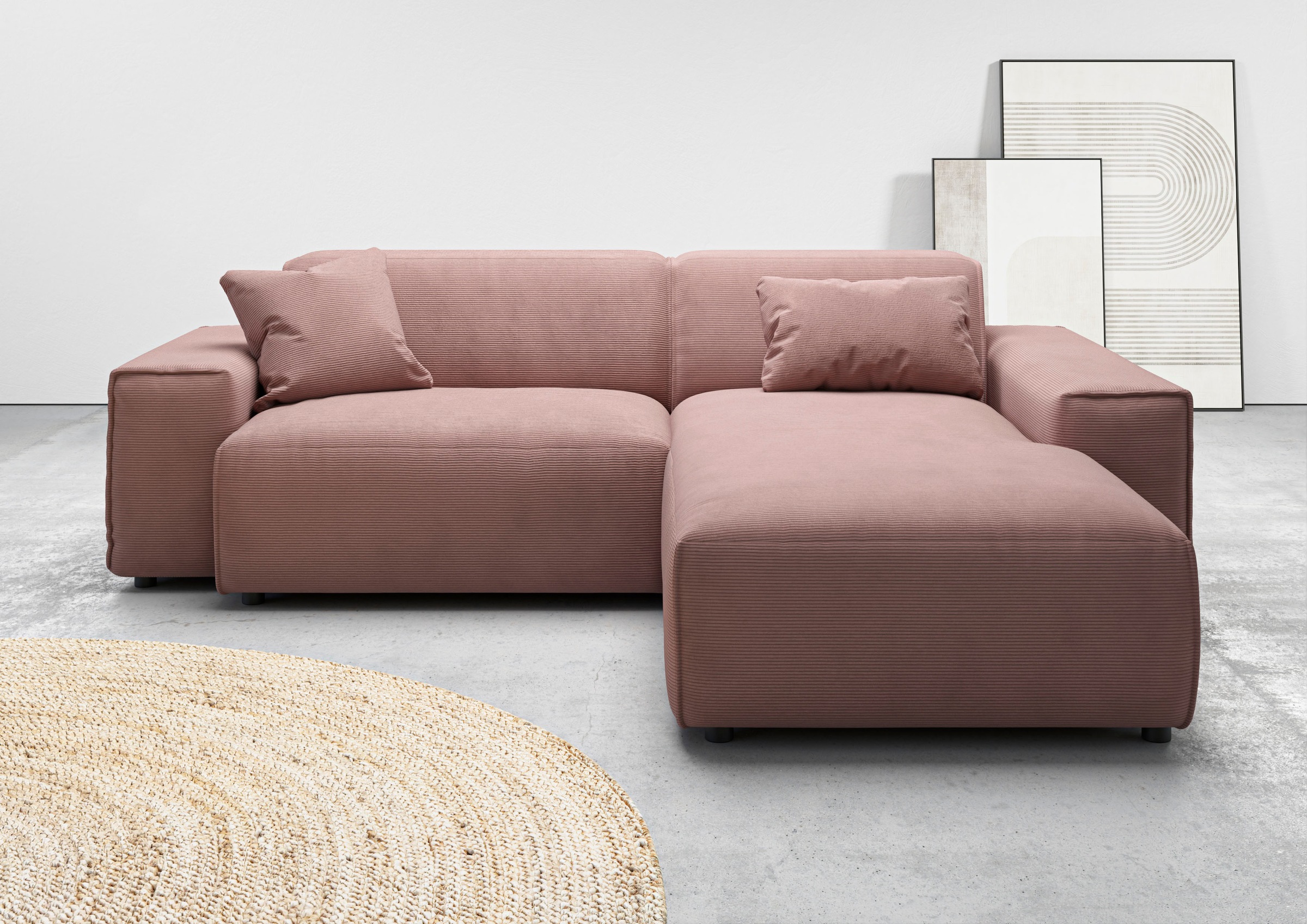 Home affaire Ecksofa "Glimminge L-Form auch in Breitcord, Feincord + Easy care-Bezug," Breite 234, Zierkissen