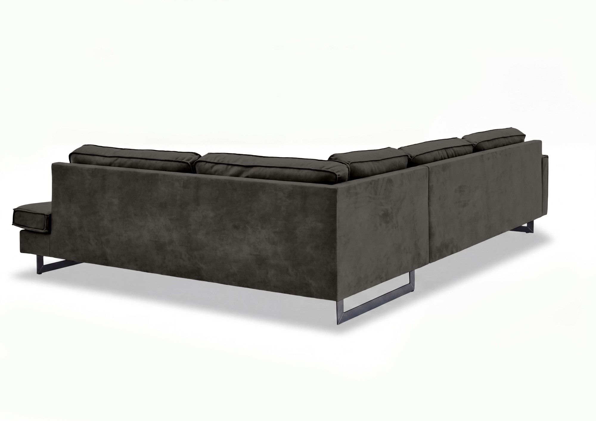 OTTO home Ecksofa »Pinto, 290 cm, Cord, Chenille, Lederoptik, Ottomane links / rechts« mit Keder, schwarze Metallfüße, Wellenunterfederung