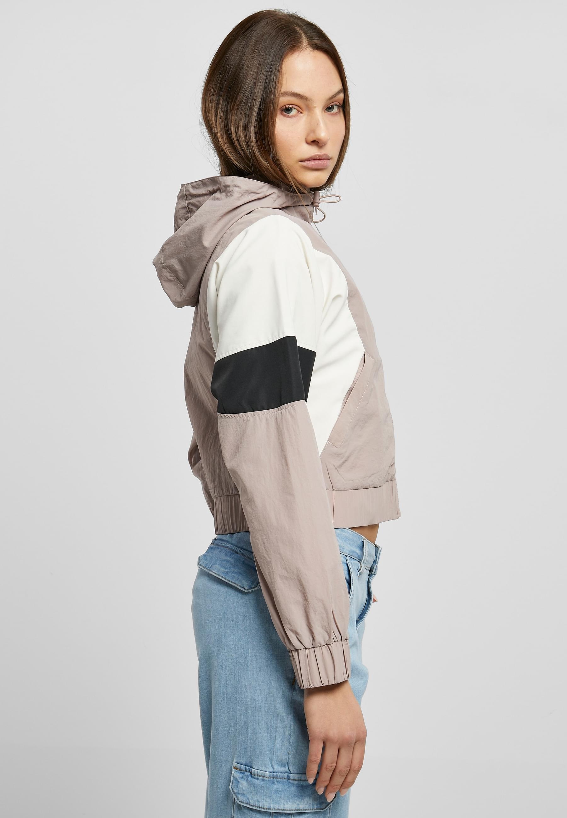 URBAN CLASSICS Allwetterjacke »Urban Classics Damen Ladies Short 3-Tone Crinkle Jacket«, (1 St.), mit Kapuze
