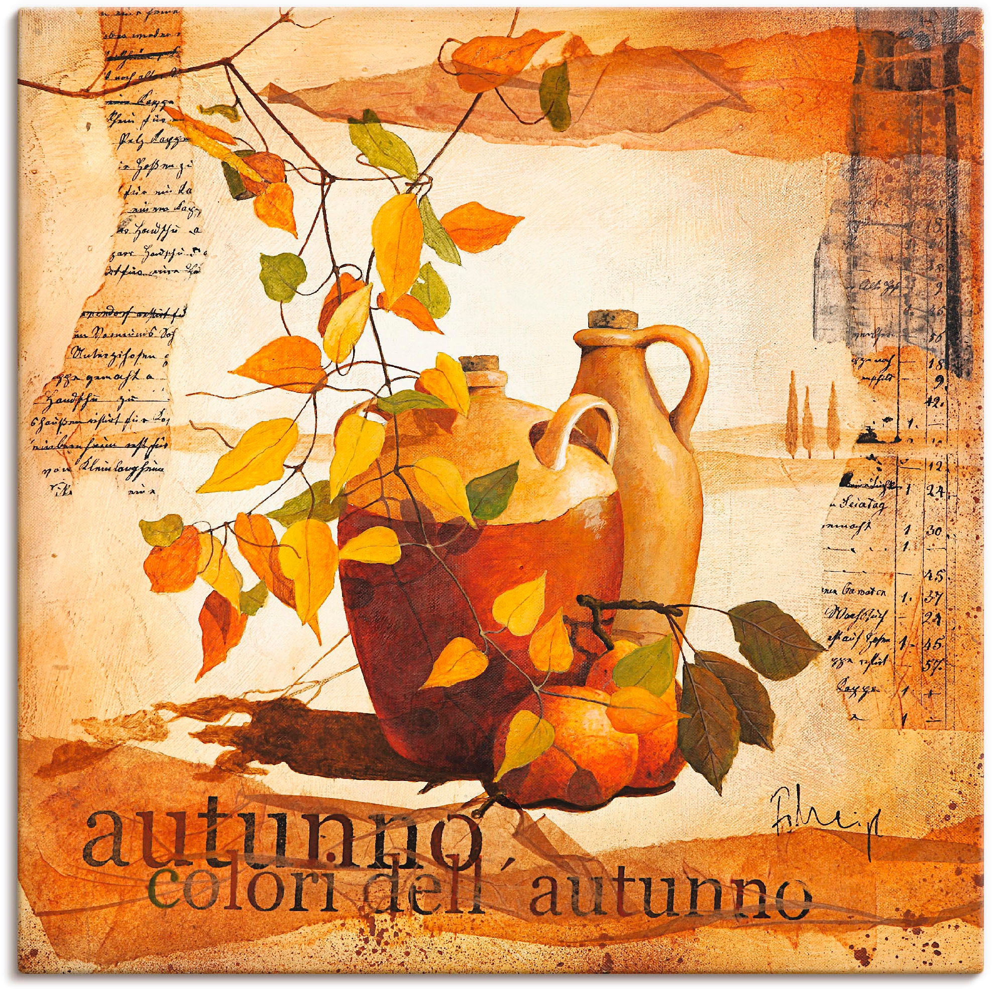 Leinwandbild »Italienisches Herbstlaub«, Vasen & Töpfe, (1 St.), auf Keilrahmen gespannt