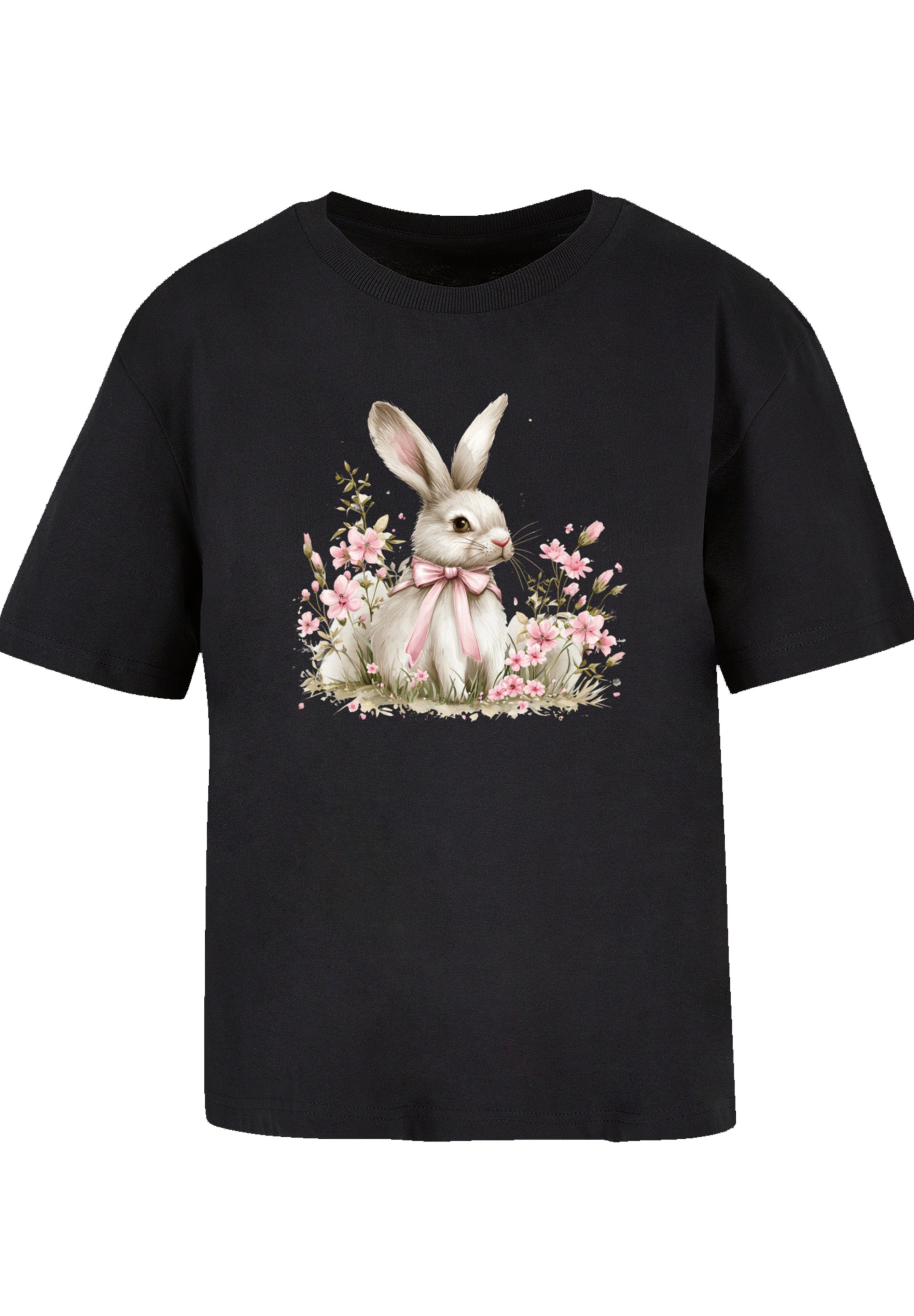 F4NT4STIC T-Shirt »Niedlicher Osterhase mit Blumen«, Premium Qualität