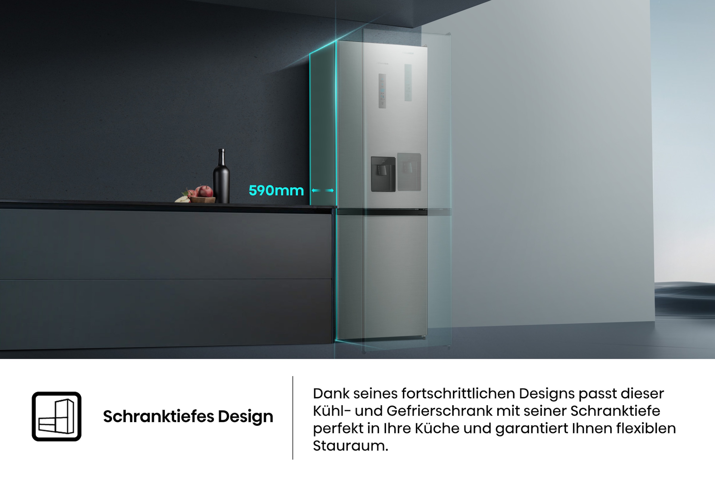 Hisense Kühl-/Gefrierkombination »RB3N300NMCC«, Wasserspender mit Tank