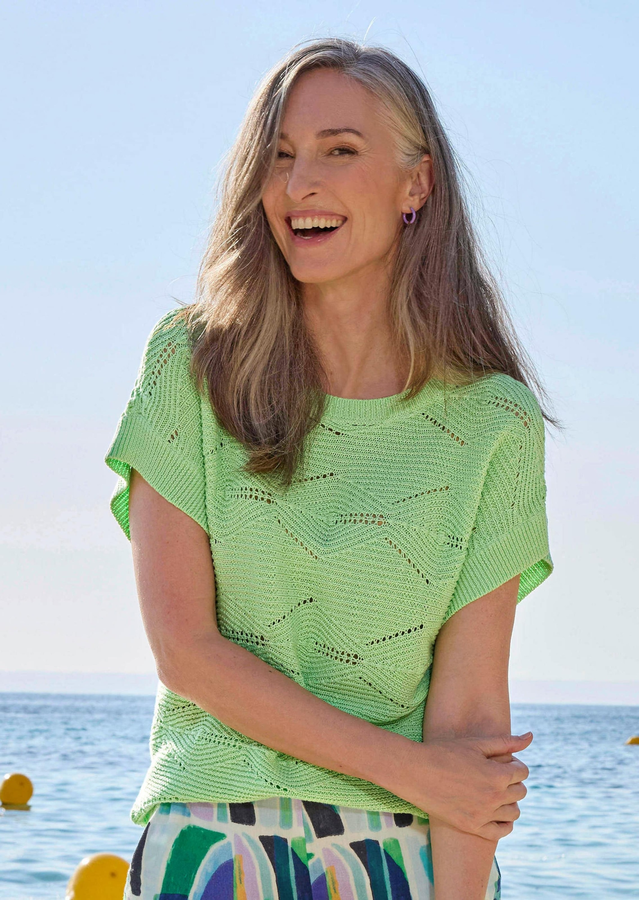 GOLDNER Strickpullover »Kurzarm Baumwoll-Strickshirt« Rippenbündchen