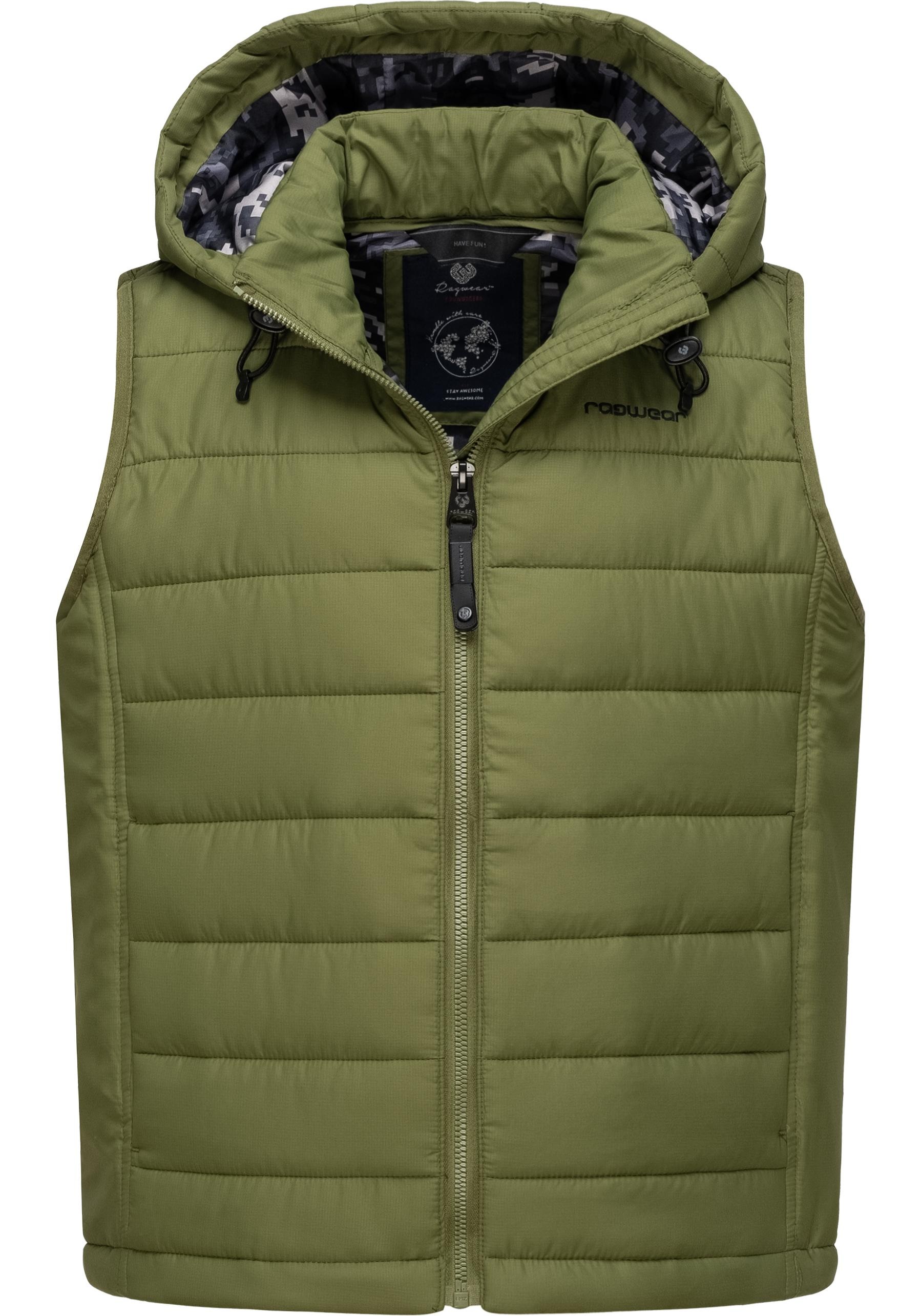Ragwear Steppweste »Vitek«, sportliche Outdoor-Weste mit abnehmbarer Kapuze