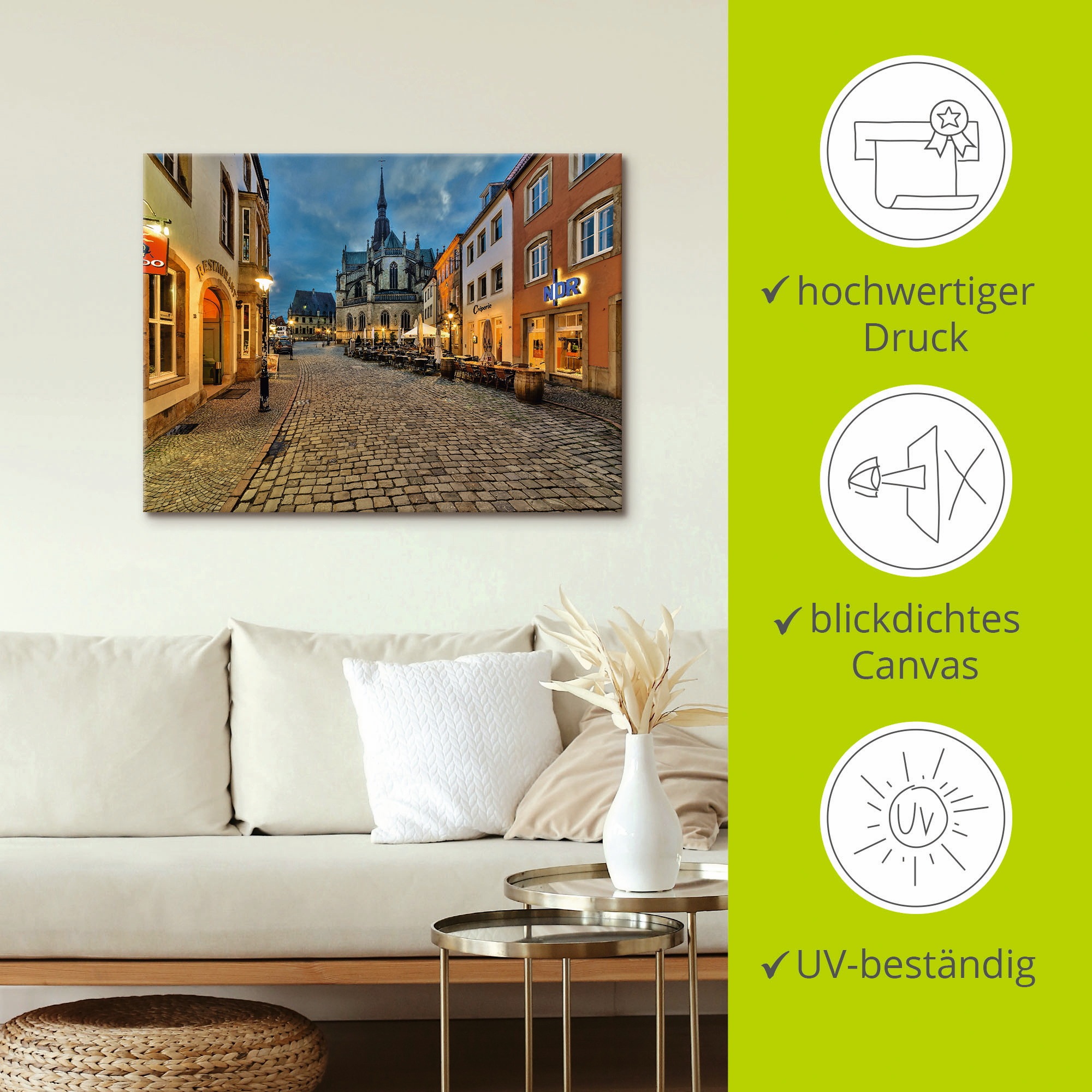 Artland Wandbild »Osnabrück, Blick auf die Marienkirche«, Deutschland, (1 St.), als Leinwandbild, Poster in verschied. Größen