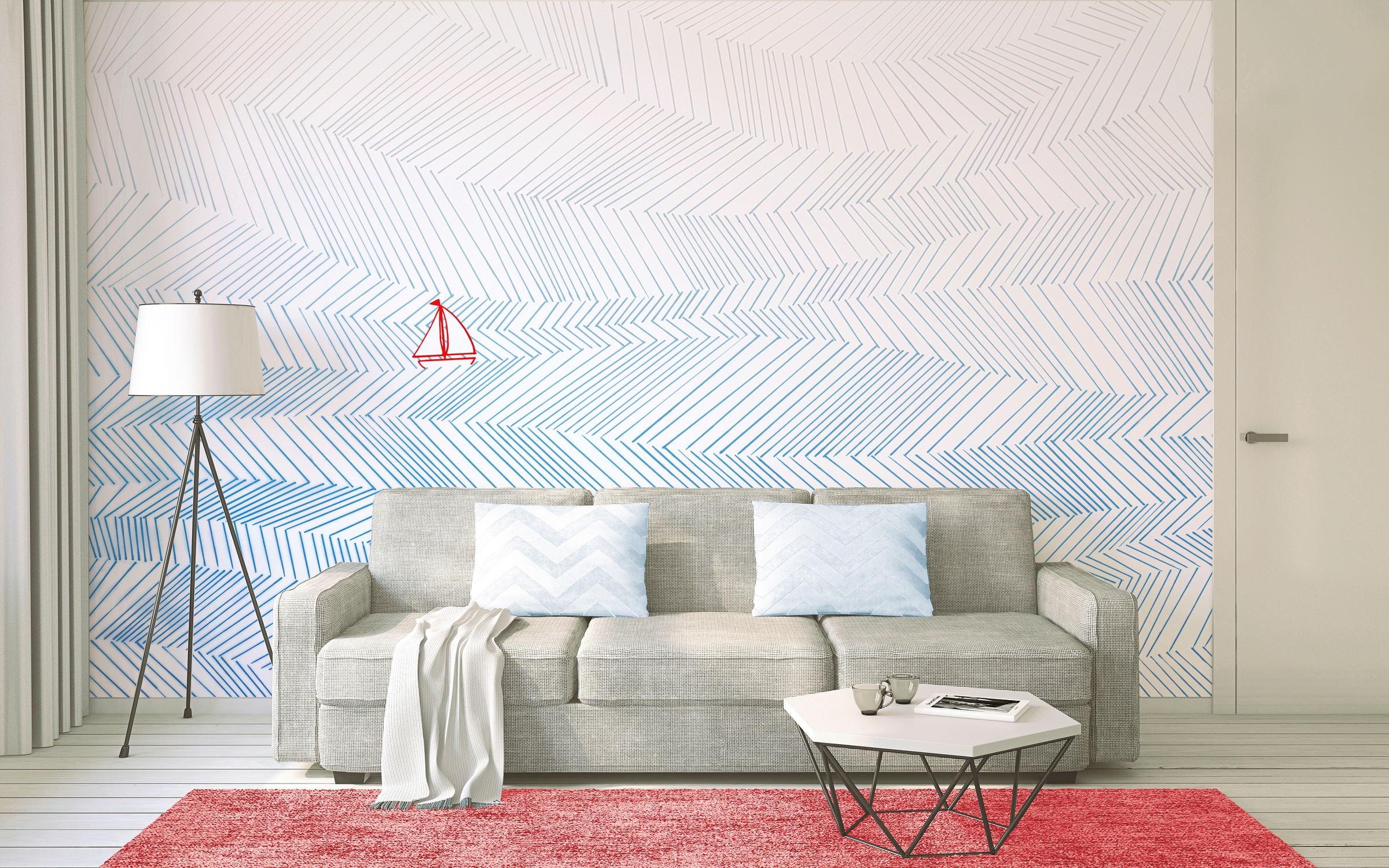 Architects Paper Fototapete »Atelier 47 Waves Artwork 3«, geometrisch, Vlies, Wand, Schräge, Decke