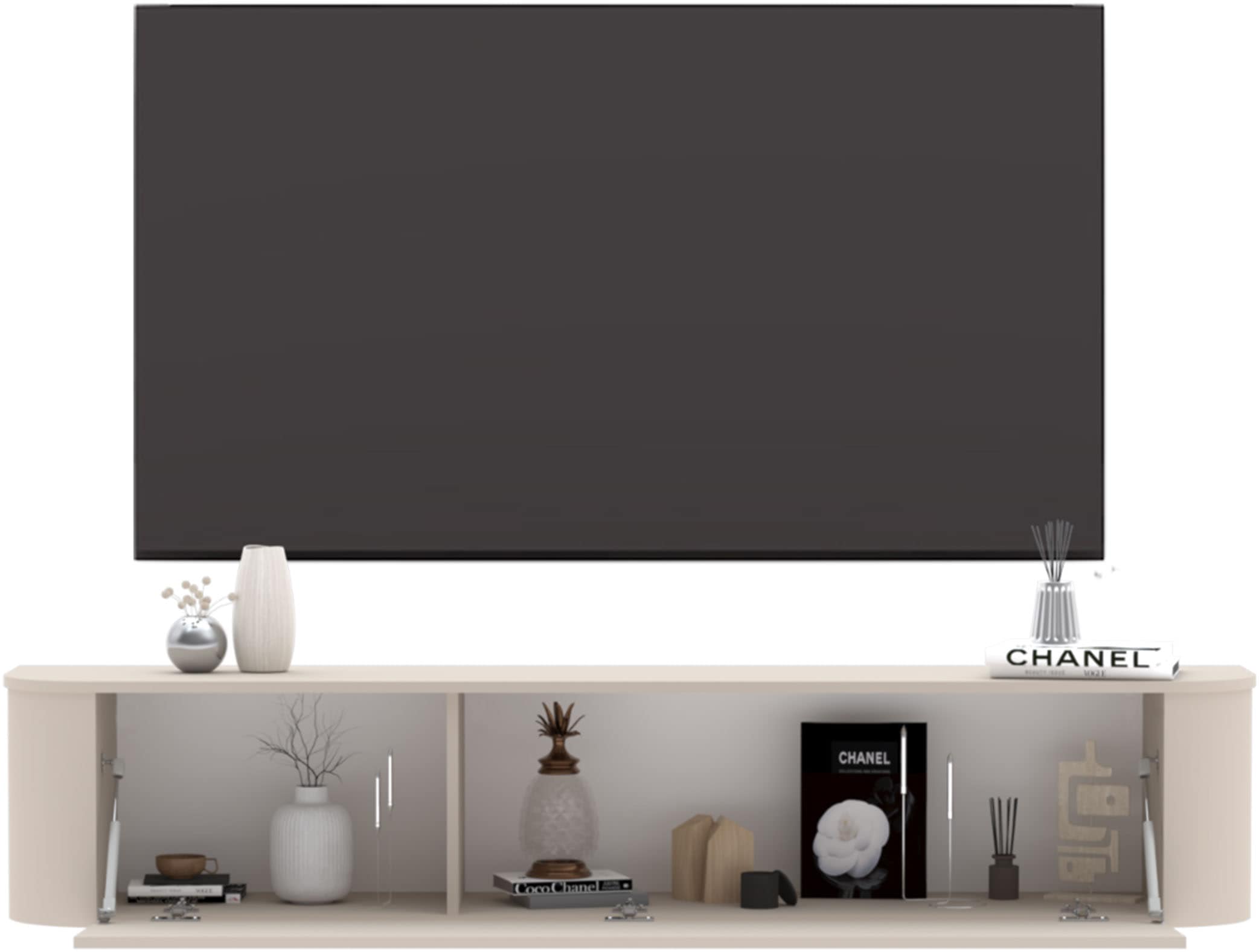 INOSIGN Lowboard »Lido, 181 cm breit, 1 Klappe, TV-Schrank, TV-Kommode, Medienboard« Formgebogenes MDF, Stirnseiten Rundung, Push-to-open, hängend/stehend