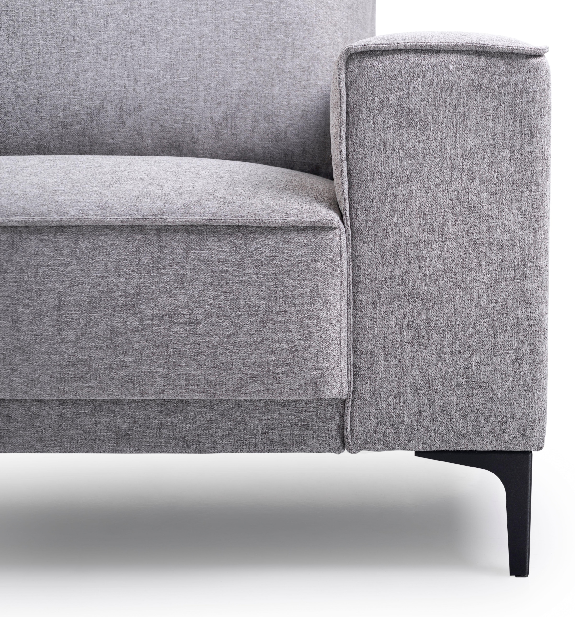 Places of Style Wohnlandschaft »XXL Sofa Oland, Struktur, Flachgewebe, Luxus-Microfaser, Boucle«, U-Form, 342 cm, Wellenunterfederung, Skandi-Design, Metallfüße