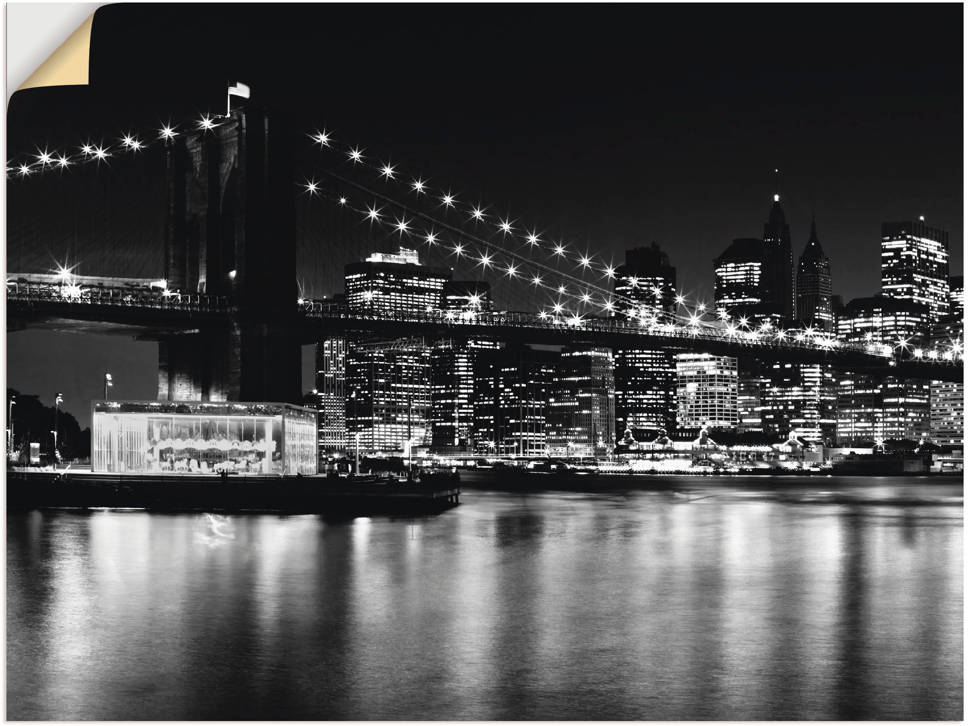 Artland Wandbild »Night Skyline Manhattan Amerika, in Leinwandbild, BAUR oder versch. St.), bestellen Brooklyn (1 als | Poster Bridge«, Größen Wandaufkleber
