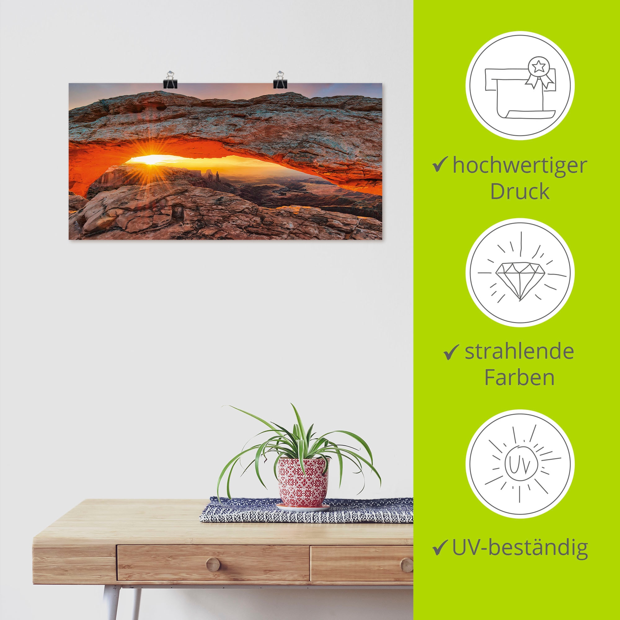 Artland Wandbild »Iconic Mesa Arch«, Felsen, (1 St.), als Alubild, Outdoorbild, Leinwandbild, Poster in verschied. Größen