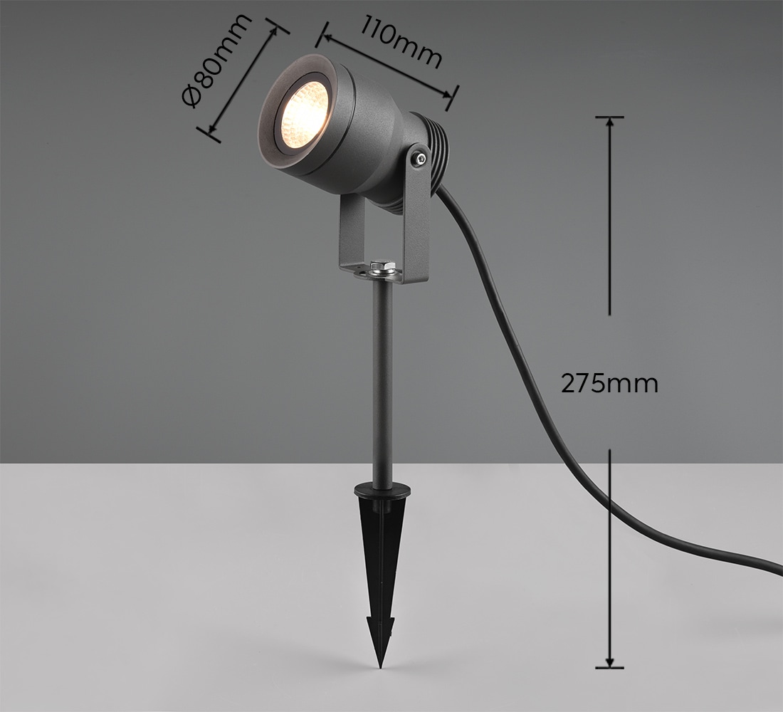 TRIO Leuchten LED Gartenstrahler »MAREB, LED Fassadenbeleuchtung mit Erdspieß, 11W, LED 1000 Lumen 3000K«, 1 flammig, Leuchtmittel LED-Board | LED fest integriert, Spot flexibel verstellbar, IP65 Outdoor Spot, Strahler Hauswand Garten