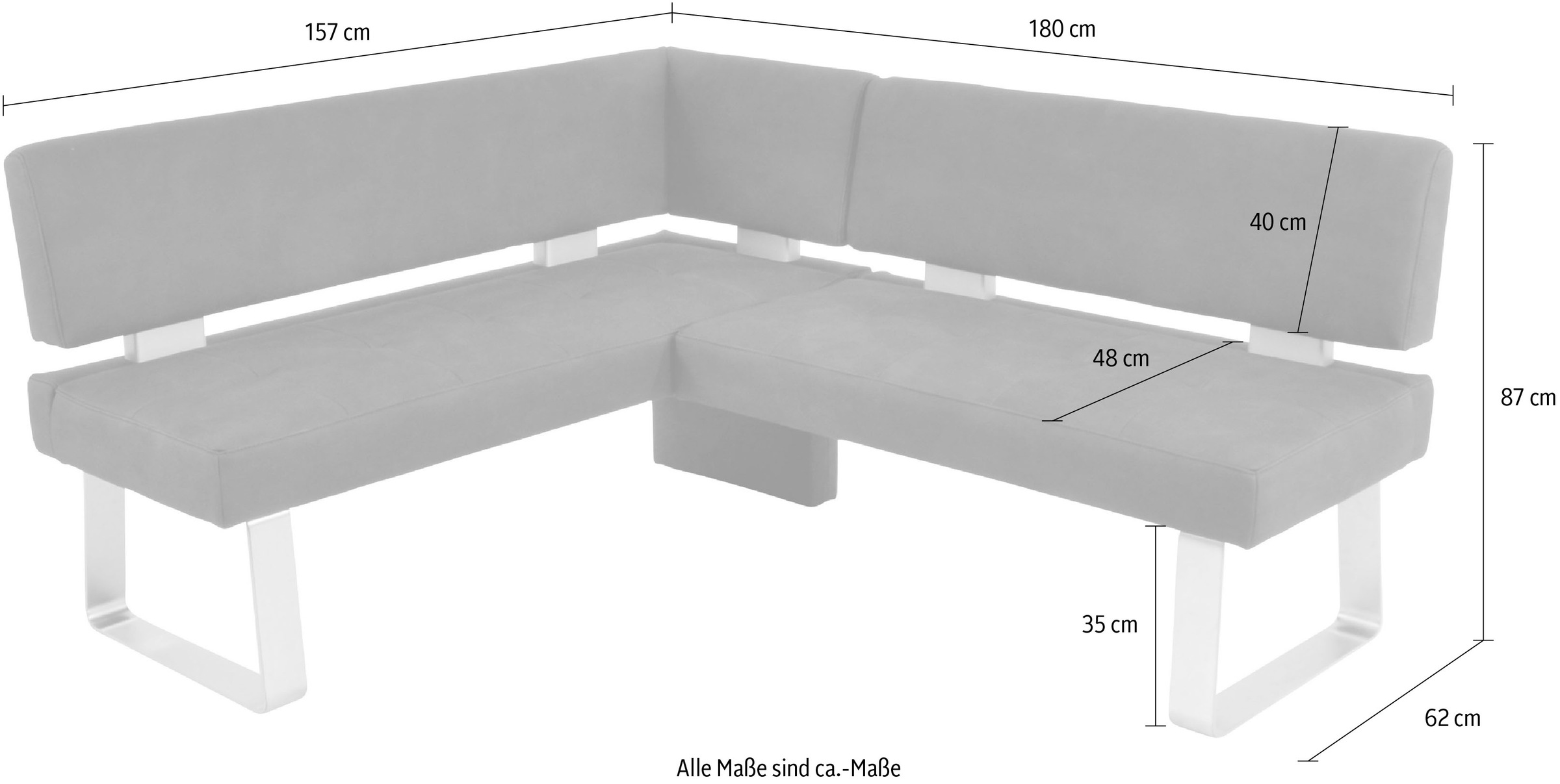 K+W Komfort & Wohnen Eckbank »Santos II«, gepolstert, Eckbank, wahlweise langer Schenkel 180cm rechts oder links