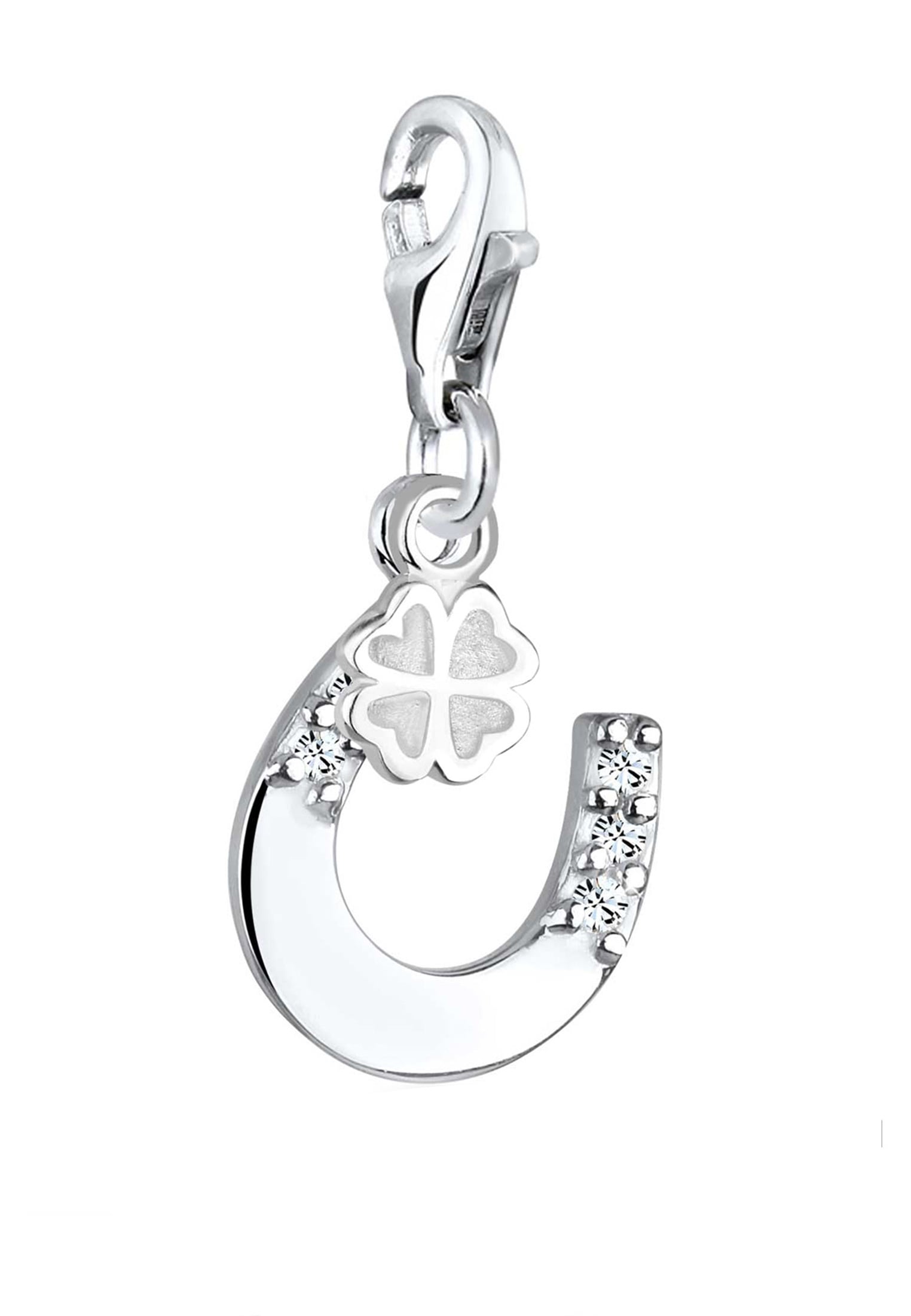 Elli Charm-Einhänger »Charm Hufeisen Kleeblatt 925 Silber, mit Kristallen von Swarovski®«