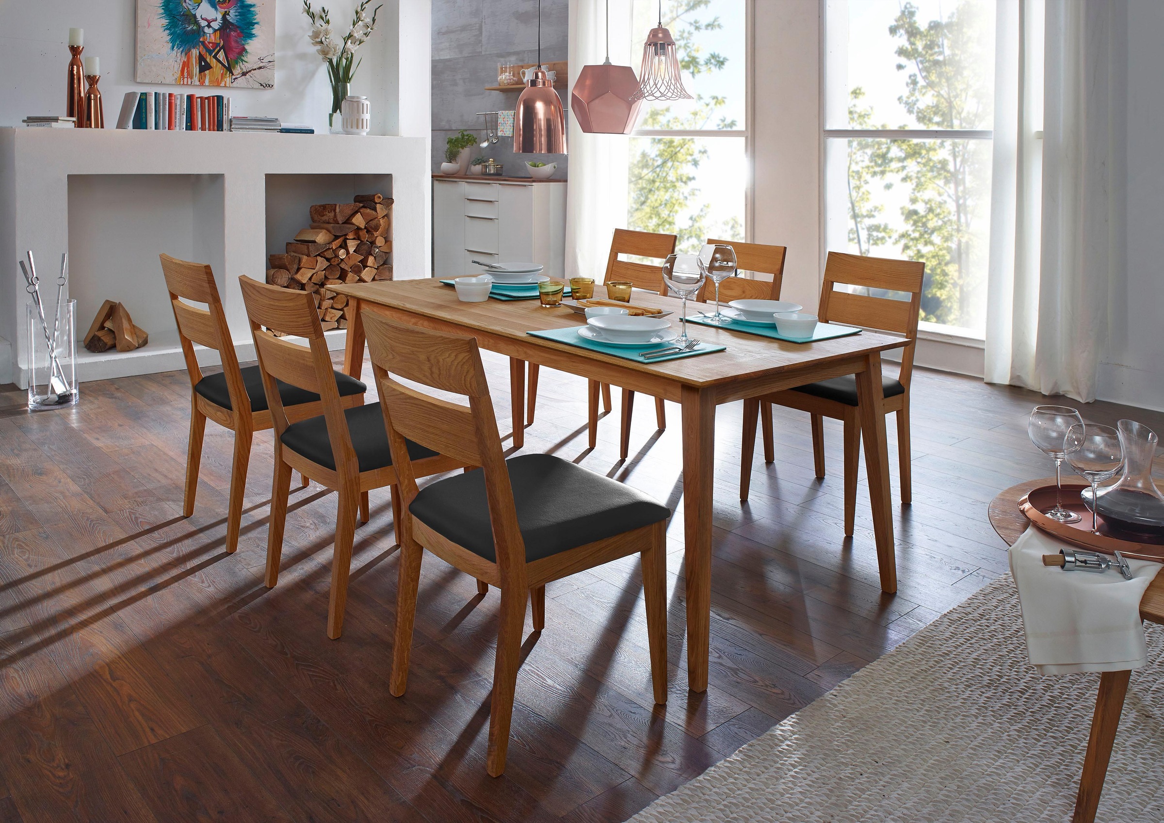 massivline&more 4-Fußstuhl "Filippa-P" (Set) 2 Stk.Gestell aus Massivholz günstig online kaufen