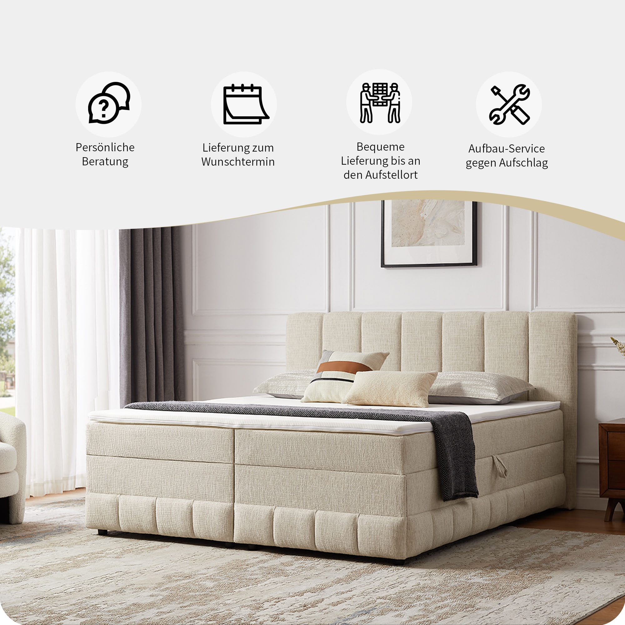 Thumbnail - Home affaire Boxbett "Likely inkl. Bettkasten, Liegefläche 180x200 cm, in Boxspring-Optik", inkl. Topper, erhältlich in ...