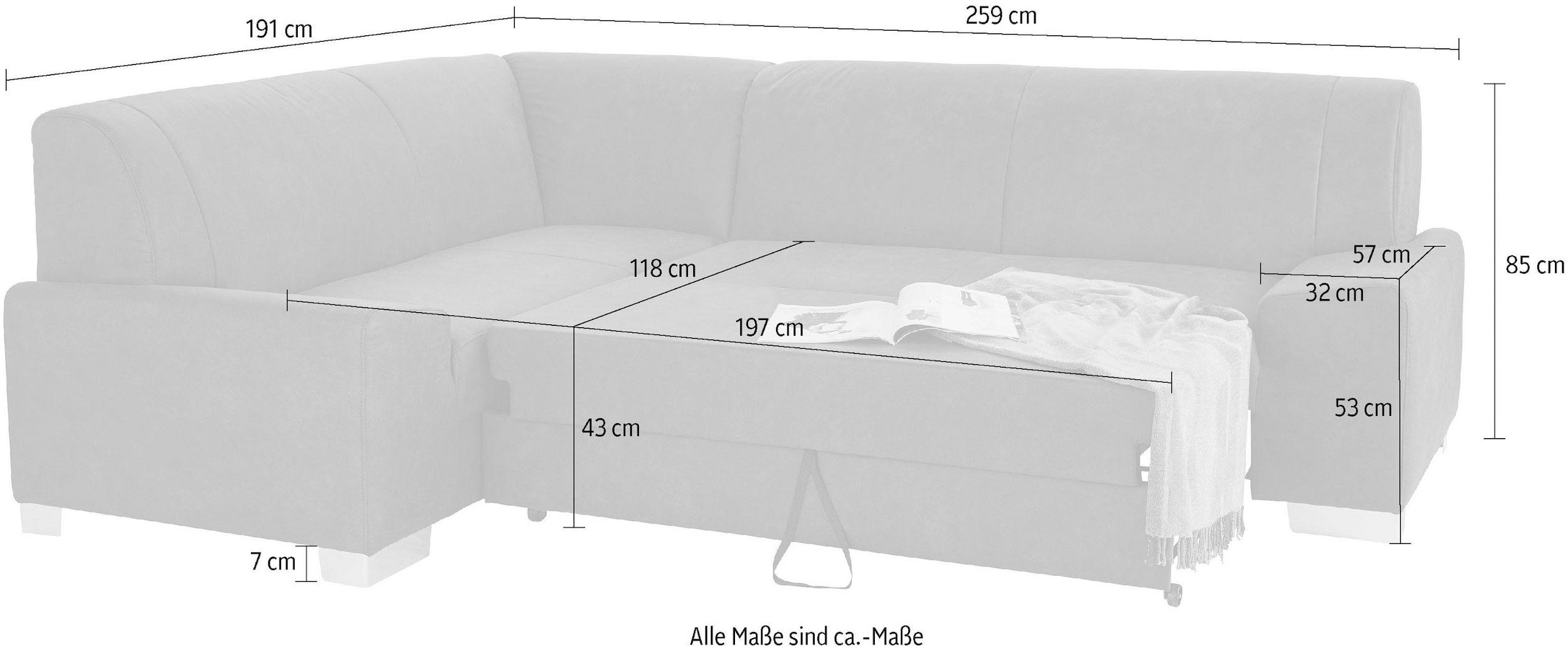 DOMO collection Ecksofa »Anzio in kubischer Formensprache, flache Armlehnen, L-Form«, Wahlweise mit Bettfunktion und Federkern für hohen Sitzkomfort