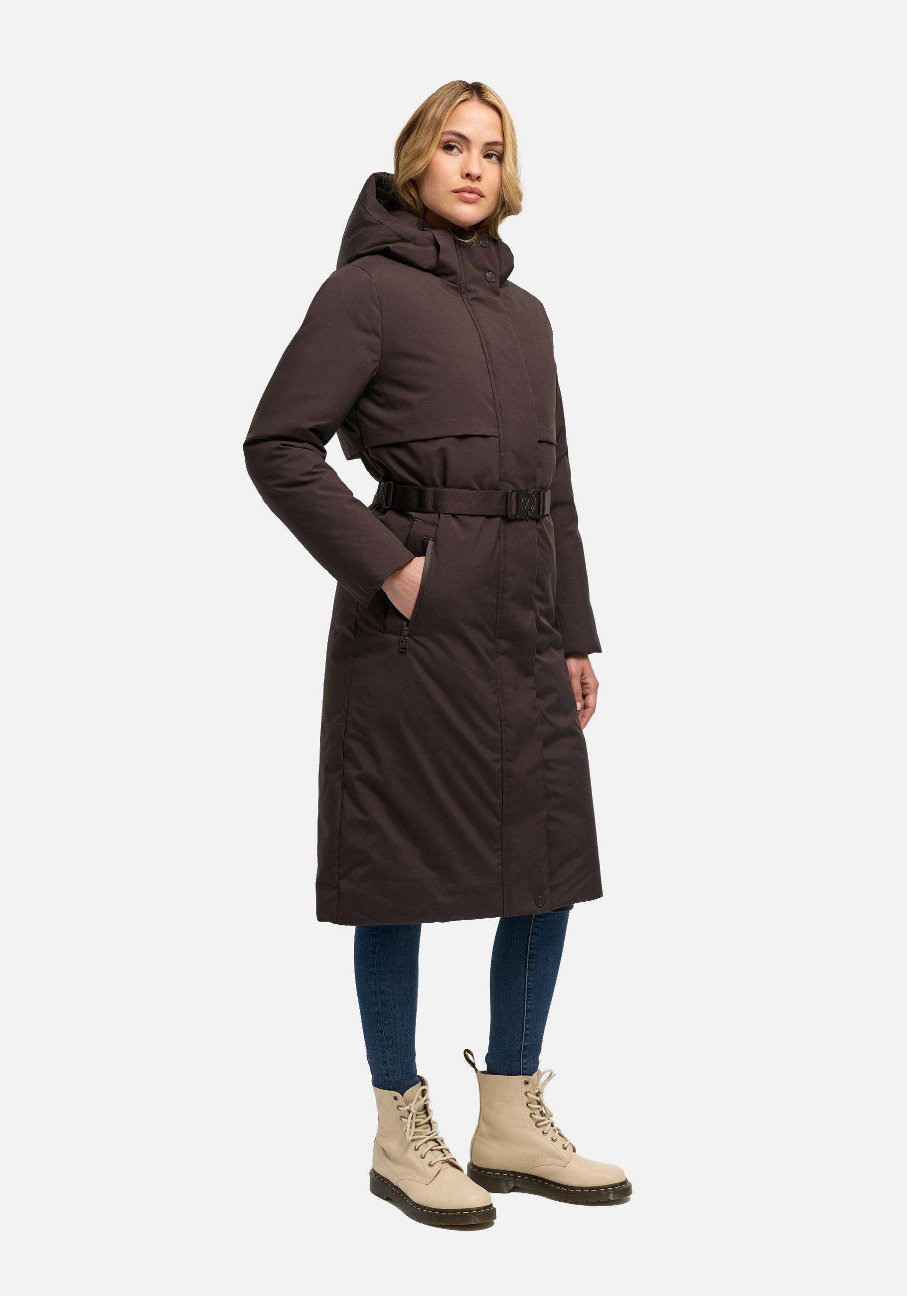Navahoo Wintermantel "Waldbummler 14" Wasserabweisender Winterparka mit Kapuze und Taillengürtel
