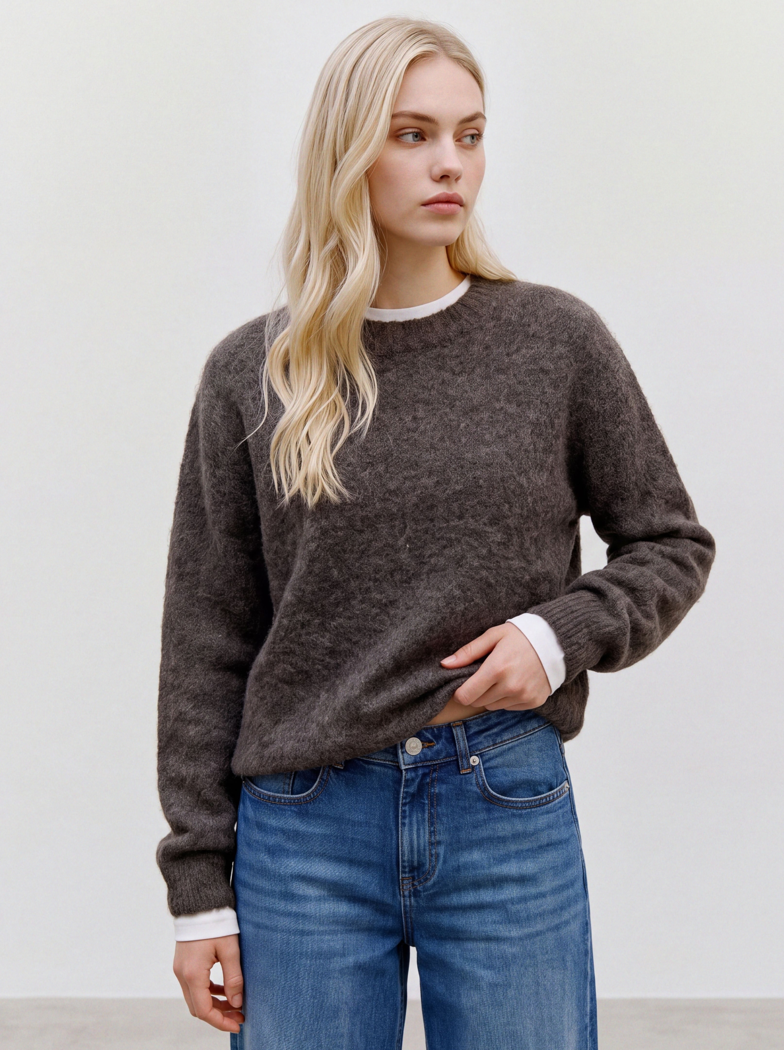 Vero Moda Strickpullover "VMNOVAH LS O-NECK PULLOVER GA NOOS" Materialmix, regular fit