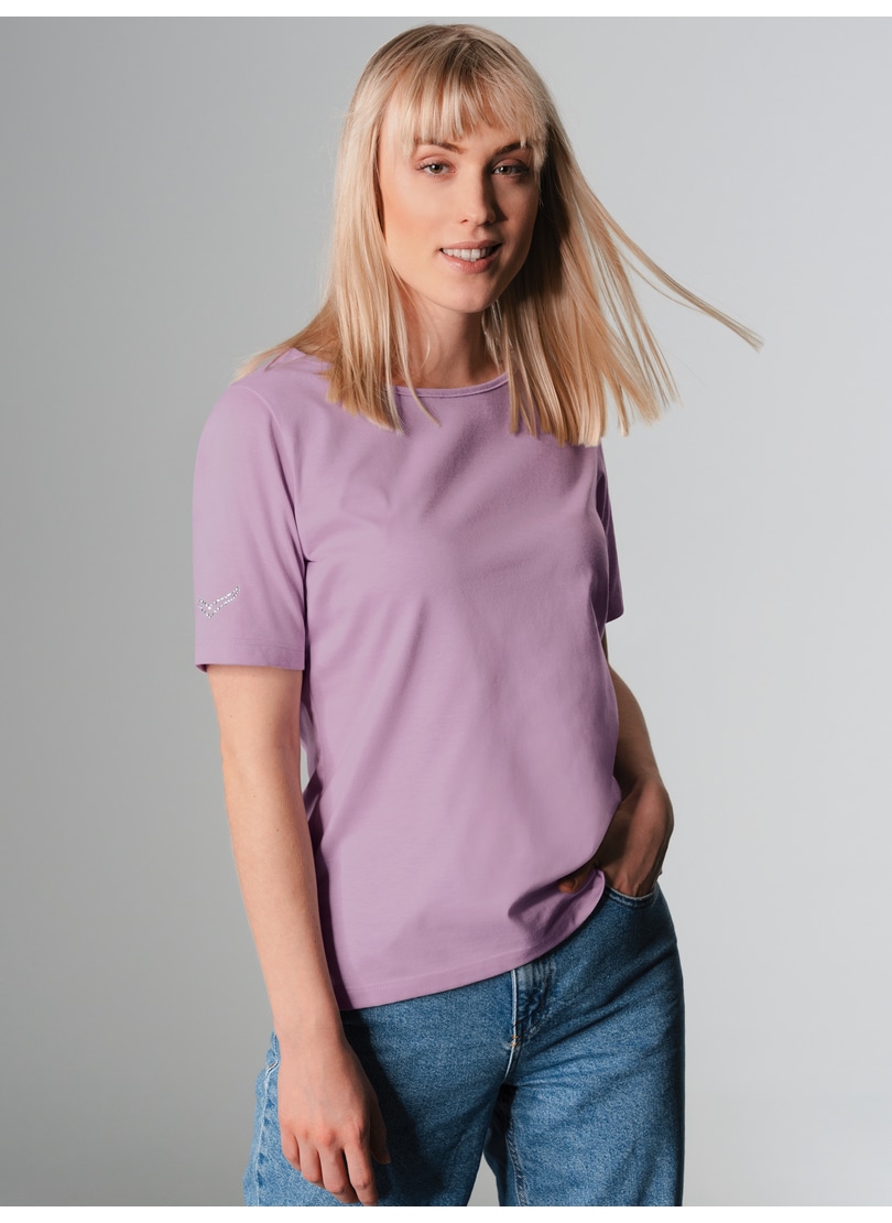 Trigema T-Shirt "TRIGEMA T-Shirt DELUXE Baumwolle mit Kristallsteinen" 1 St günstig online kaufen