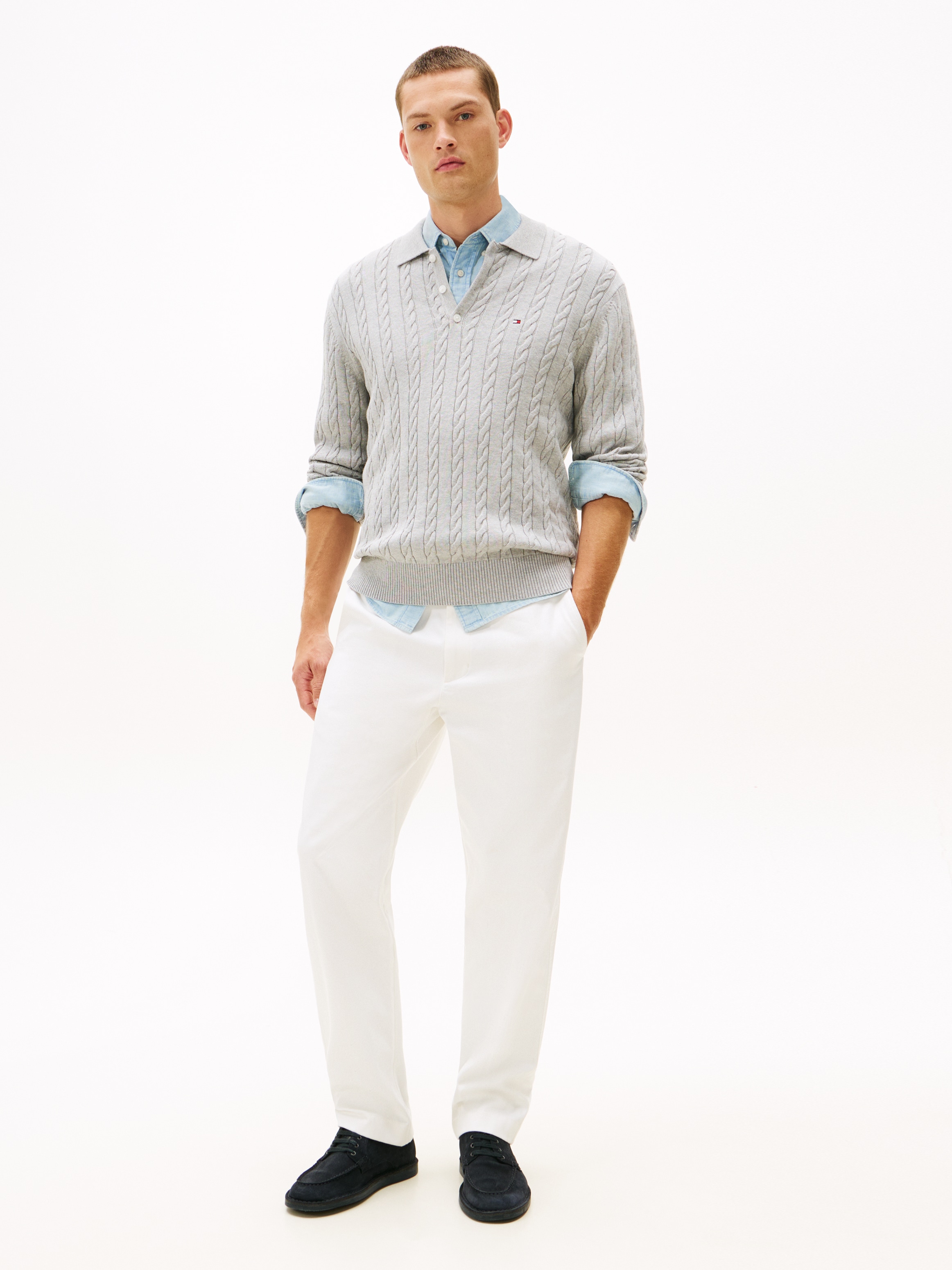 Tommy Hilfiger Polokragenpullover »CLASSIC COTTON CABLE« mit Zopfmuster, regular fit