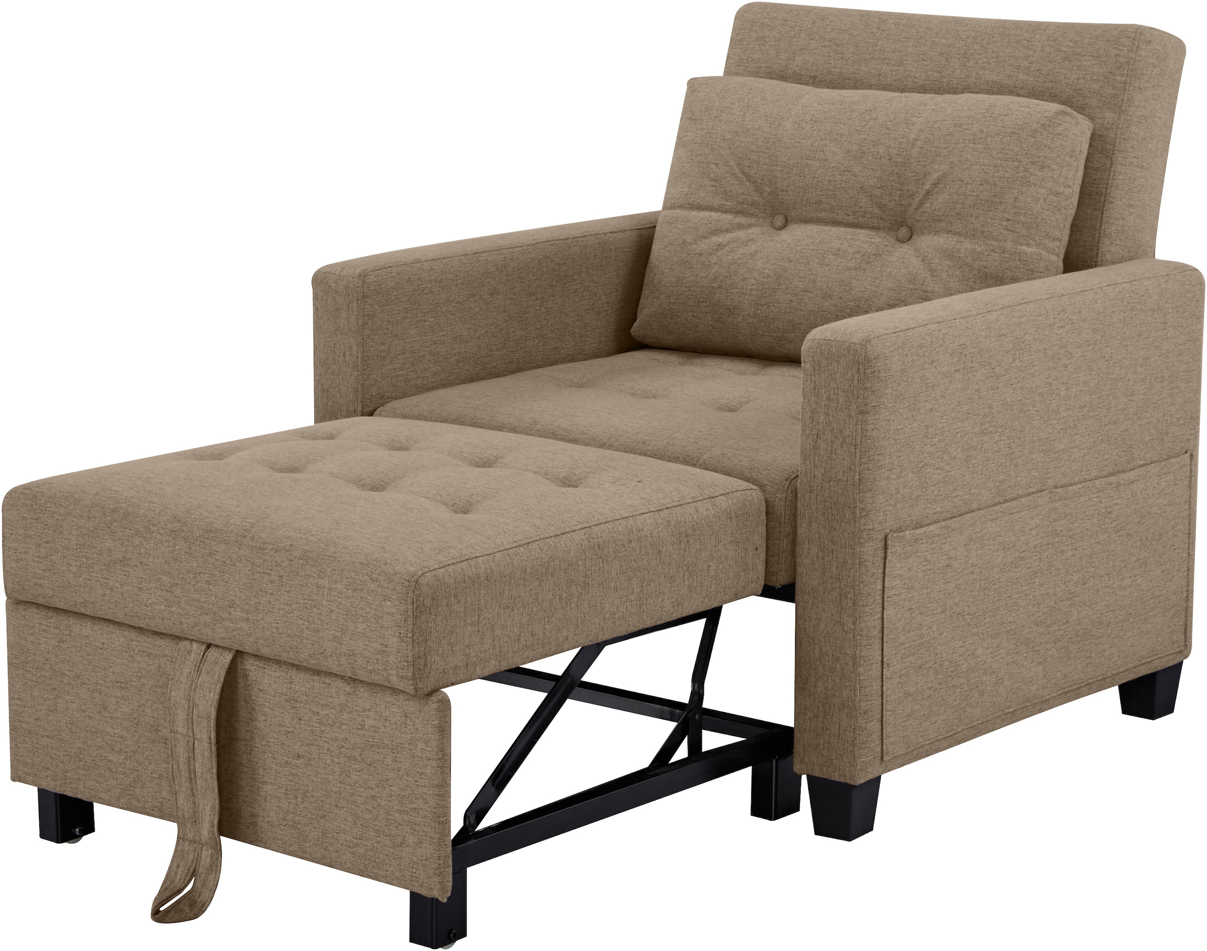 OTTO home Sessel »TYLLI, 91 cm, wandelbar zum Gästebett, Schlafliege, klappbar« verstellbarer Rückenlehne, Klappmechanismus, Webstoff