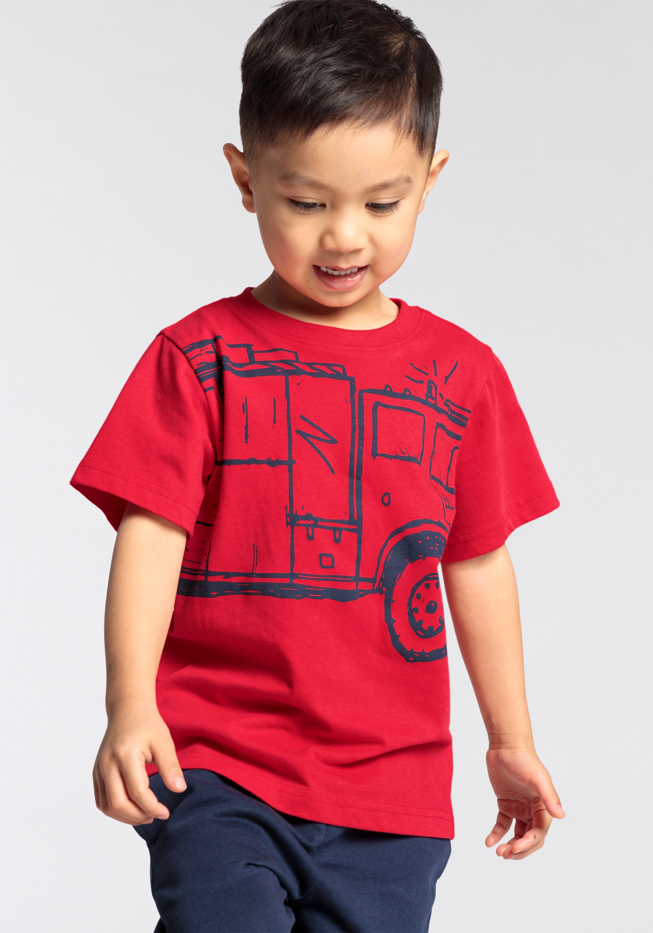 KIDSWORLD T-Shirt »FEUERWEHR«, Kurzarm, Basic-Passform, mit trendigem Druck, Rundhalsausschnitt