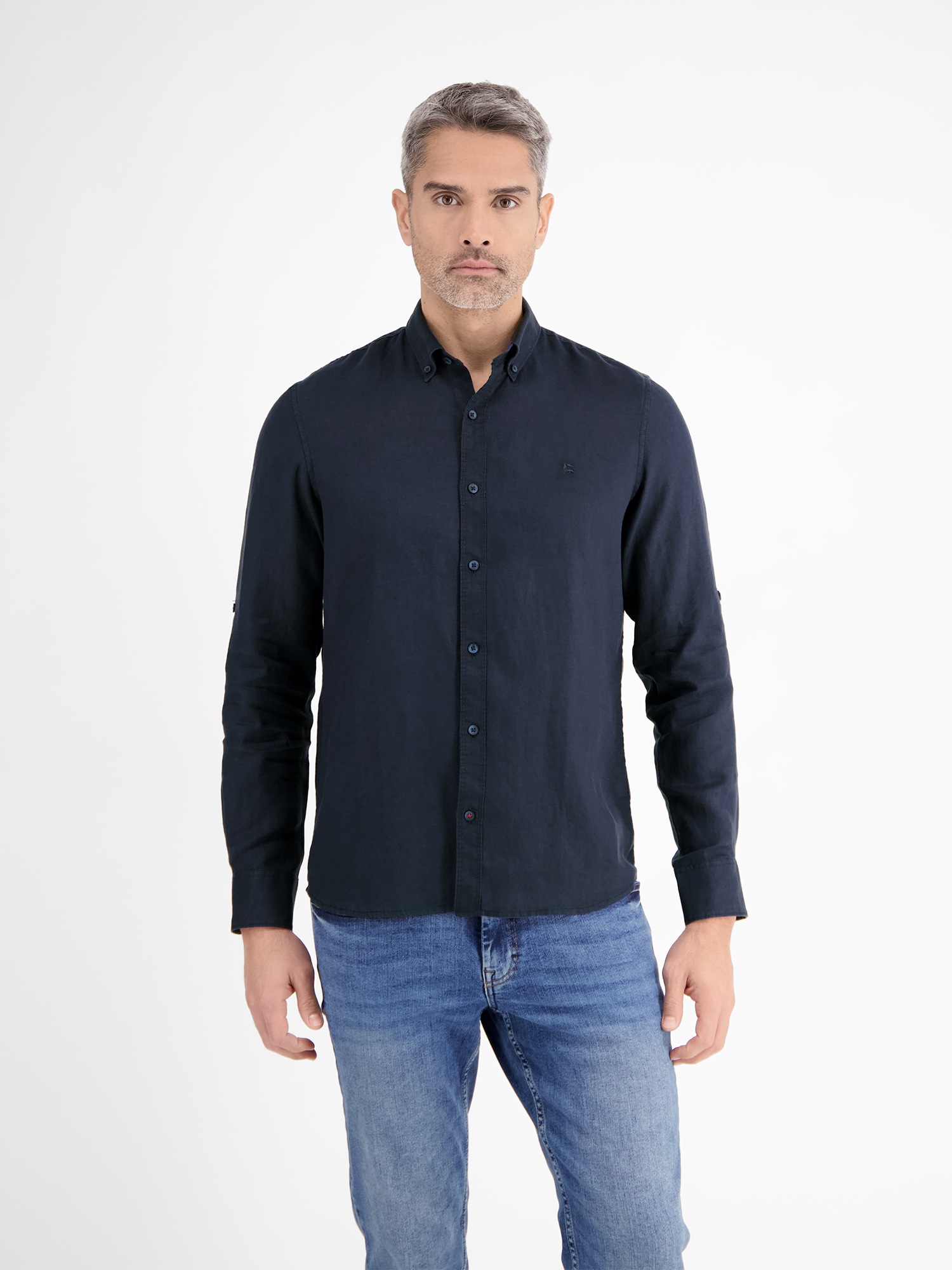 LERROS Langarmhemd "Herrenhemd in Leinen-Baumwoll-Blend" günstig online kaufen