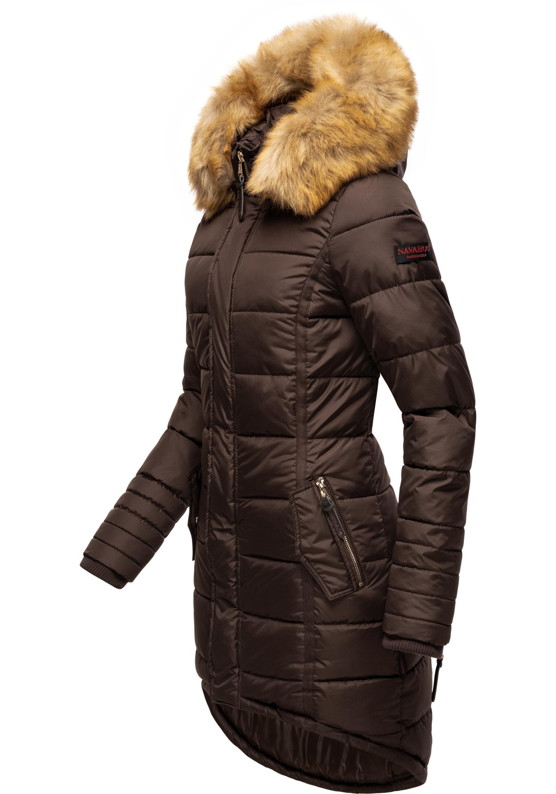 Navahoo Steppmantel "Papaya" hochwertiger Wintermantel m. edlem Fellimitat günstig online kaufen