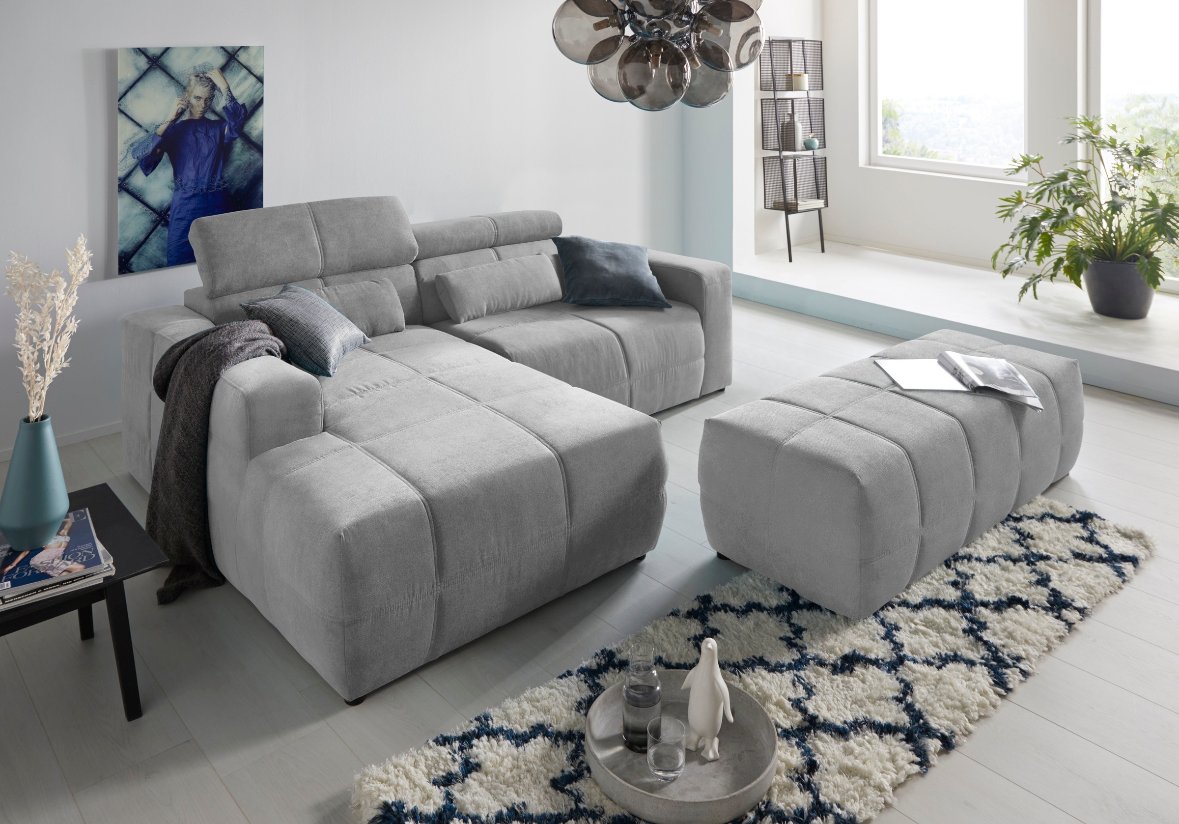 DOMO collection Ecksofa "Brandon, inkl. Kopfteilverstellung, B/T/H: 214/100 günstig online kaufen