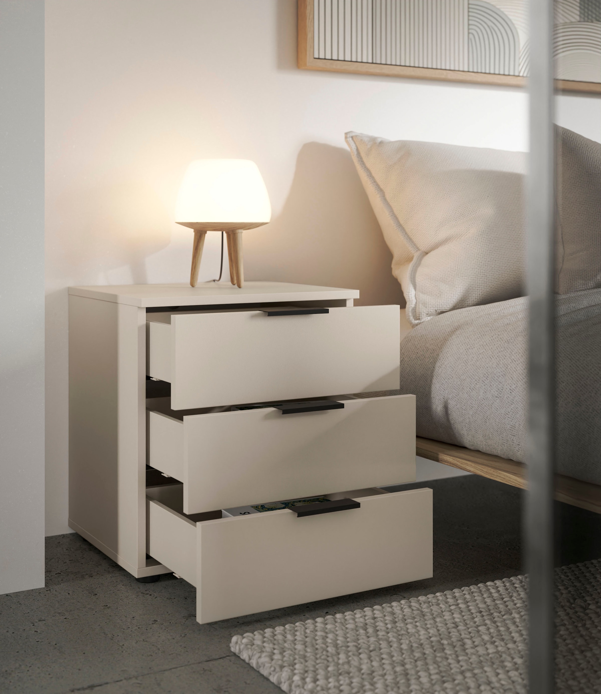 HBZ Kommode »Linz Nachtkonsole, BxHxT 45x50x40cm«, (1 St.), Breite 45cm,Lip-Griff, Melaminbeschichtung