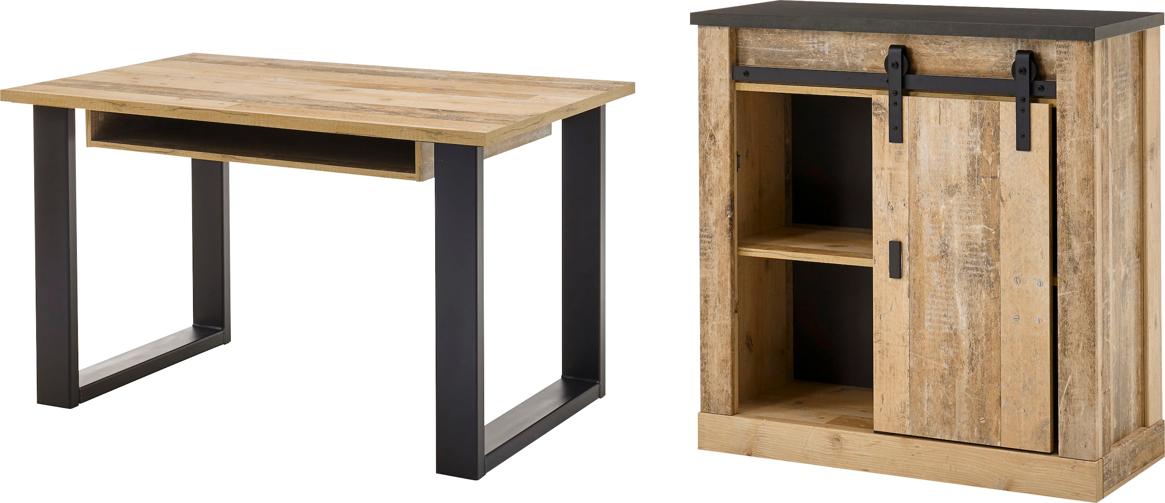 Home affaire Schrank-Set "SHERWOOD" 2 Stk. tlg. Büromöbel Set mit Scheunent günstig online kaufen
