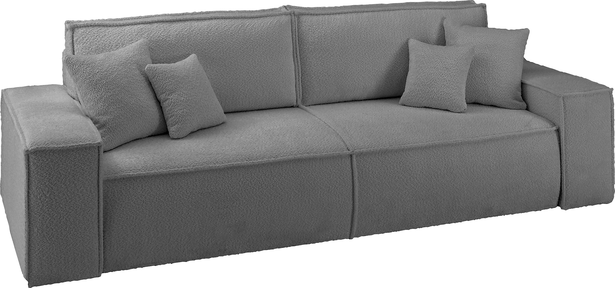 andas 3-Sitzer »FINNLEY Schlafsofa 257 cm, Schlaffunktion mit Bettkasten (200/136cm),«, in Aqua Clean-Bouclé u. Struktur fein