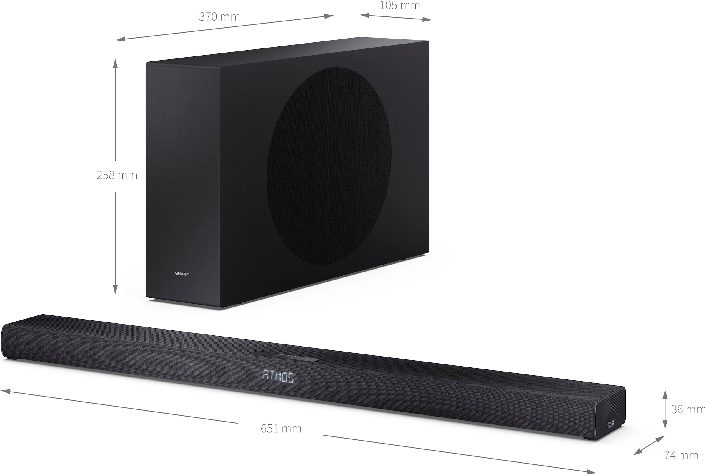 Sharp Soundbar »HT-SBW320« 2.1 (Bluetooth Dolby Digital | Equalizer | Kabellos | Nacht Modus | USB-Wiedergabe )