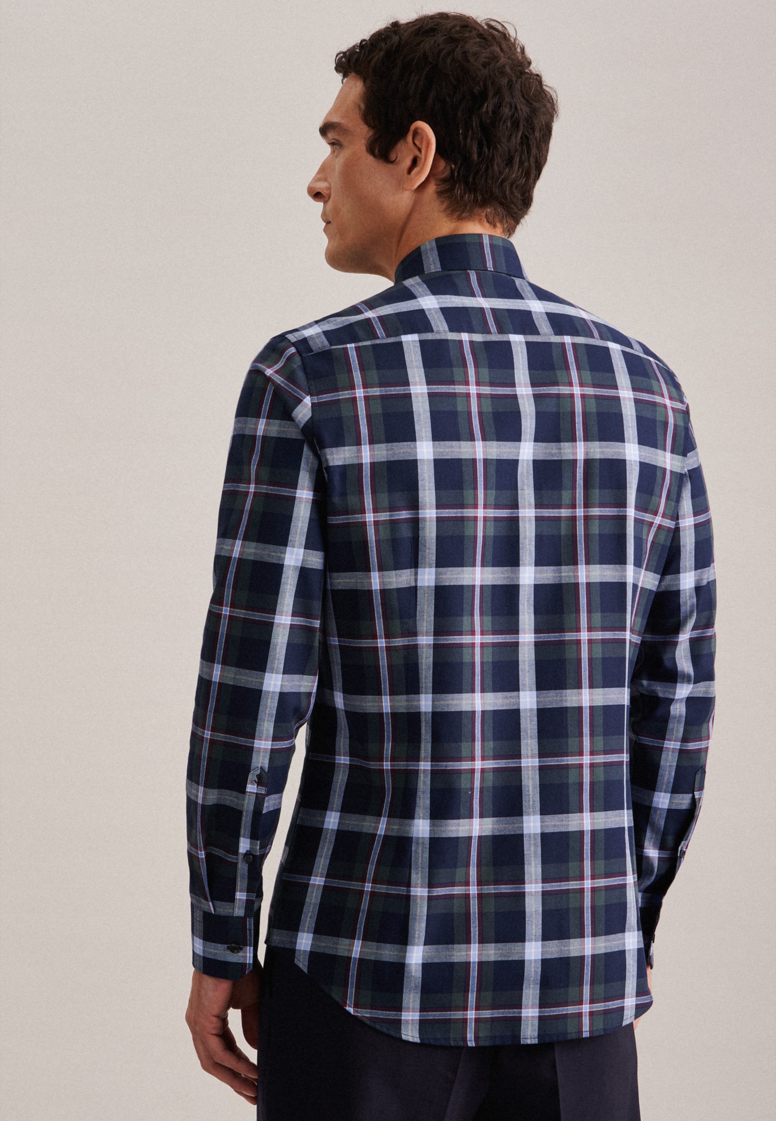 seidensticker Flanellhemd »Slim«, Slim Langarm Button-Down-Kragen Karo