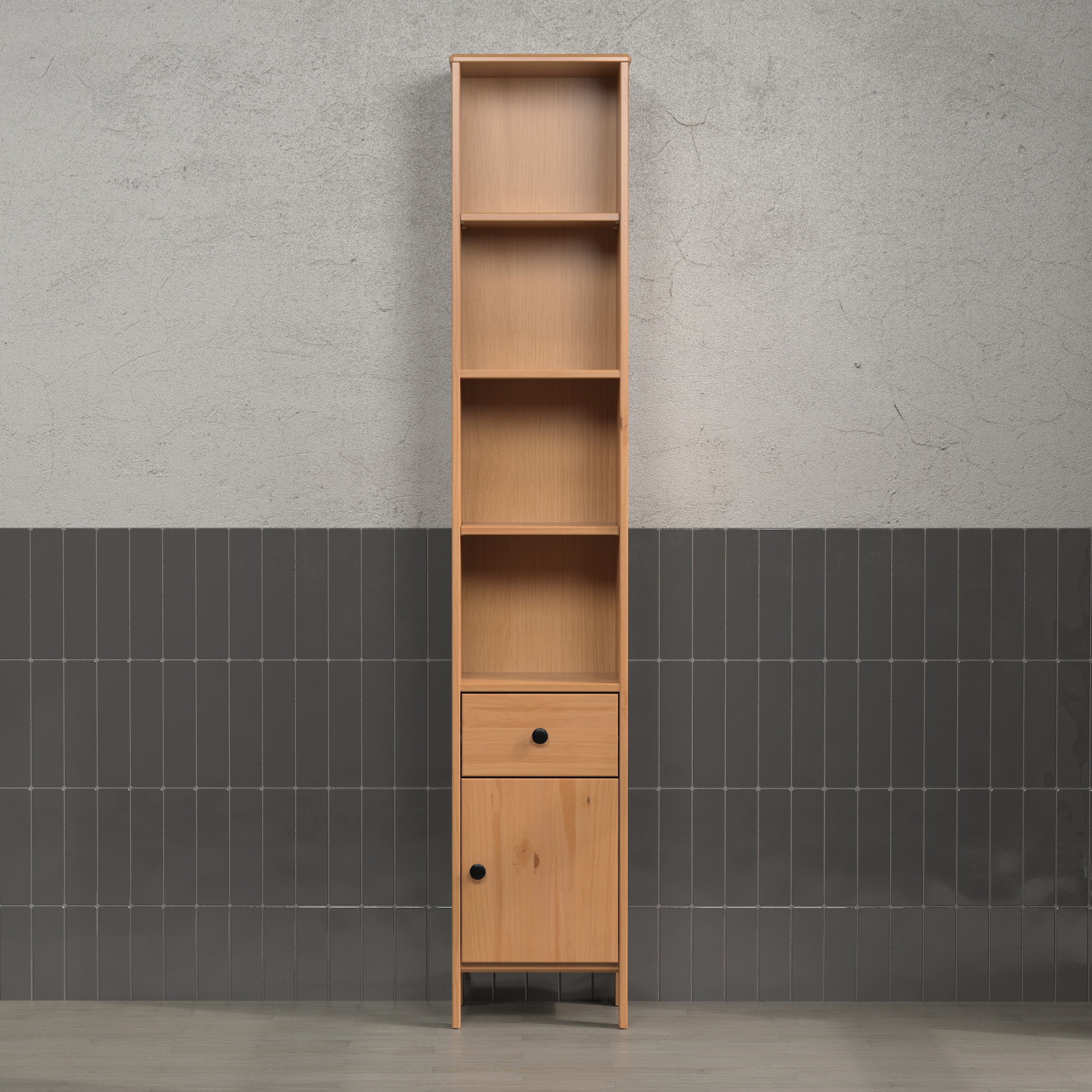 welltime Hochschrank »Kall«, (1 St.), Badschrank aus Kiefer-Massivholz mit Schublade - (B/T/H) 35/33/188 cm